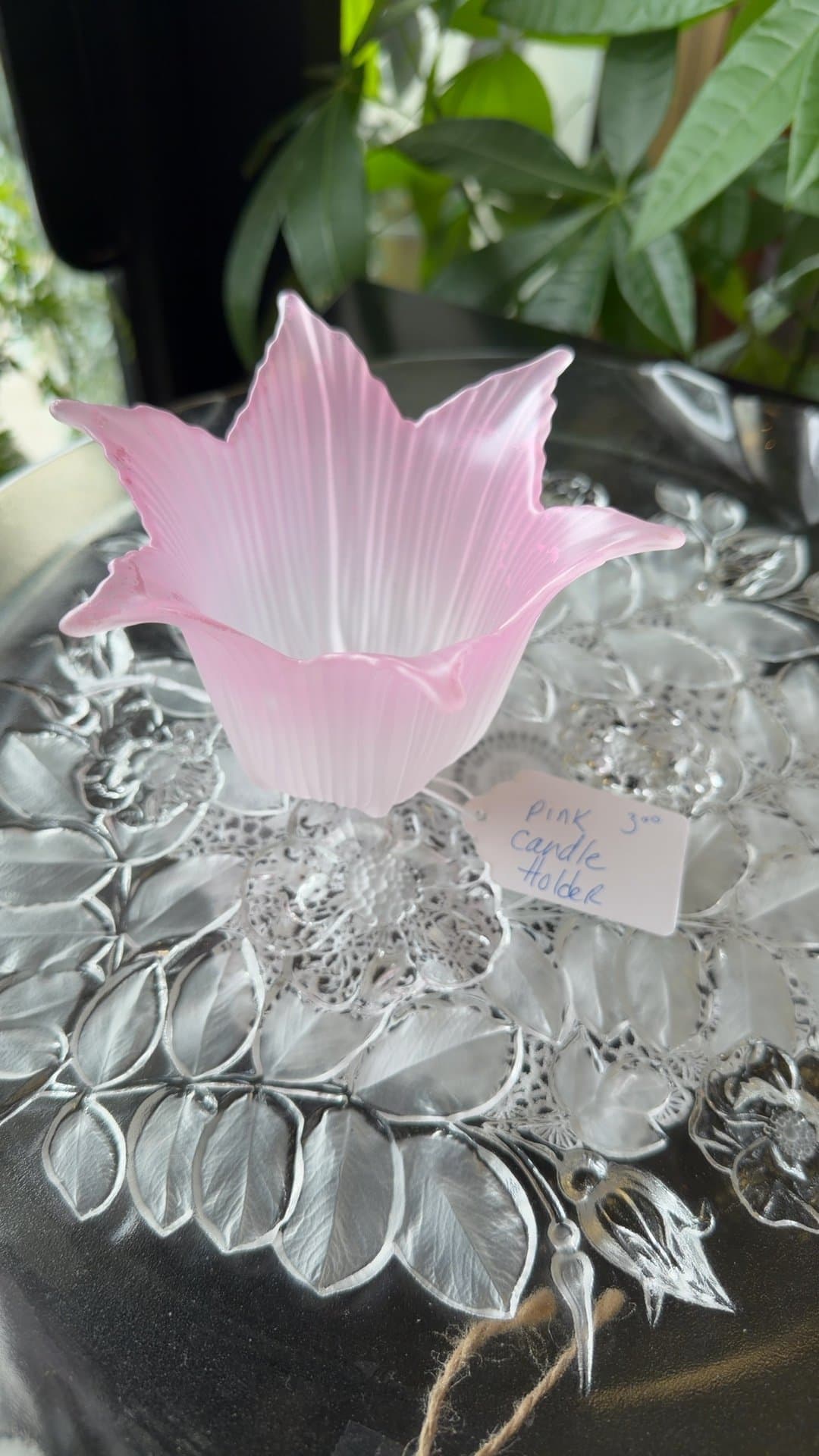 Pink Morning Glory Candle Holder - Image 1