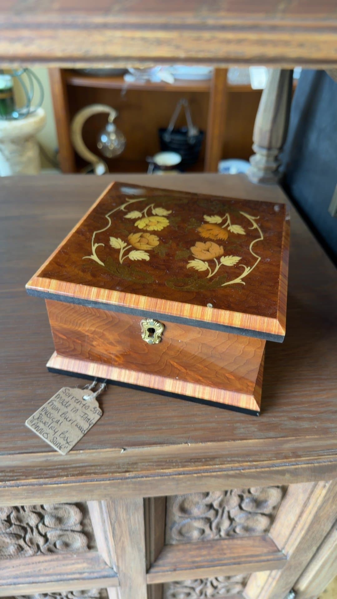Inlaid Wooden Music Box - Image 1