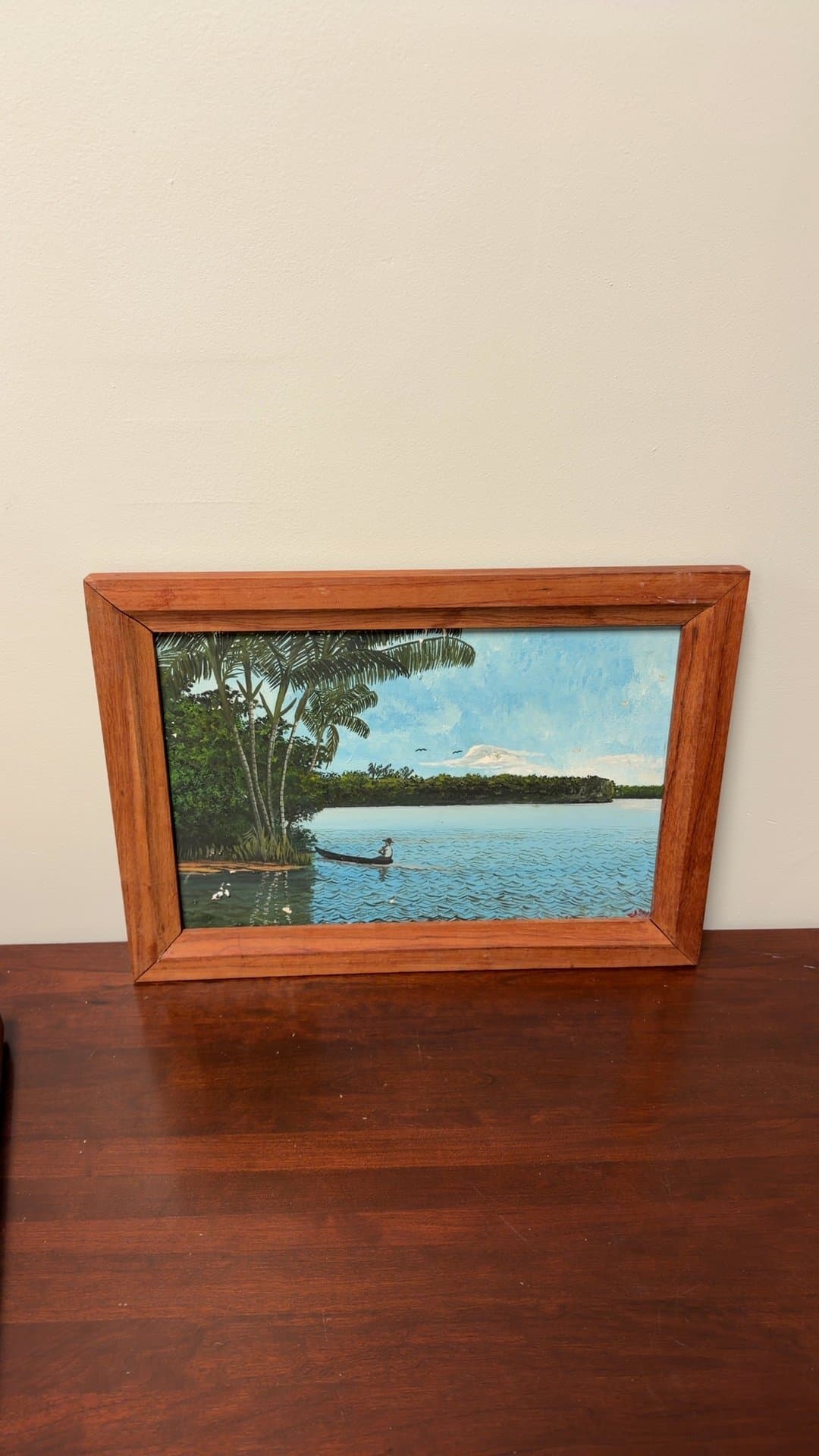Framed Tropical Landscape Painting - Image 1