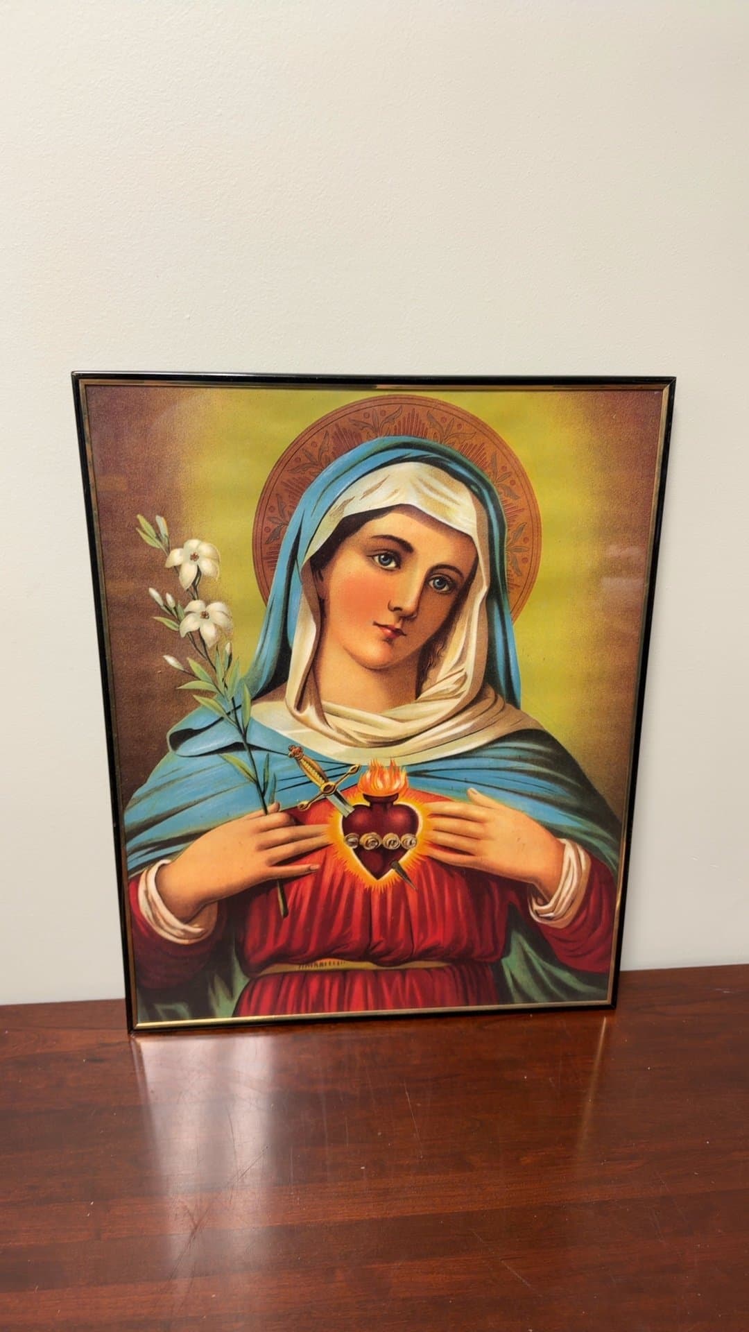 Framed Sacred Heart of Mary Print - Image 1