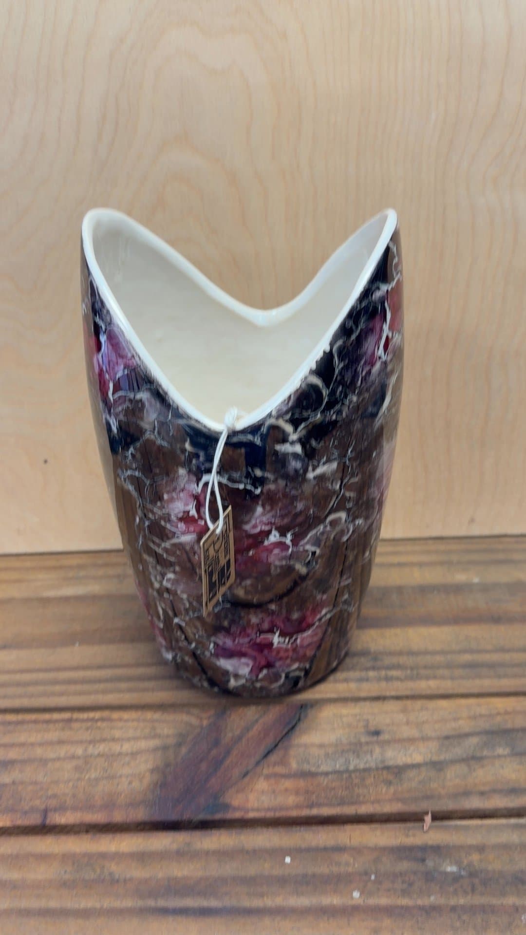 Abstract Glazed Earthenware Vase - Image 1