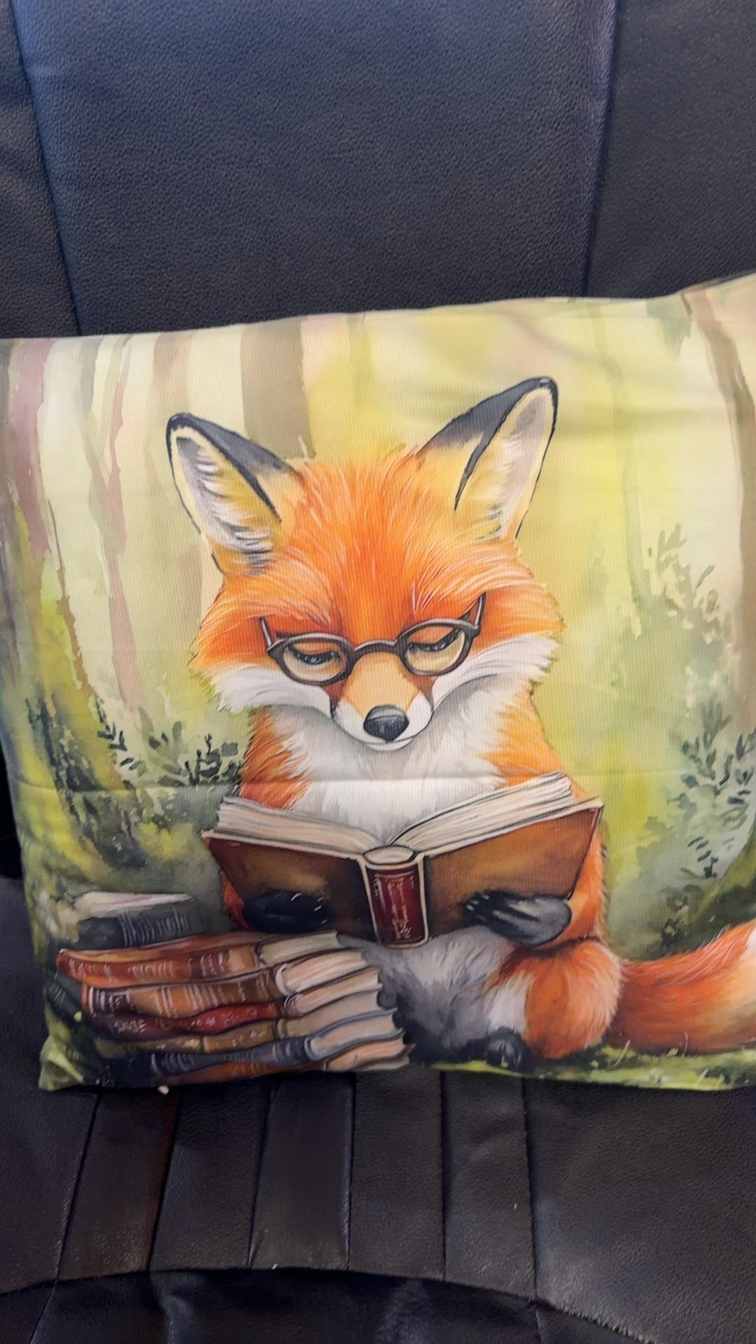 Fox Reading Book Decorative Pillow - Image 1