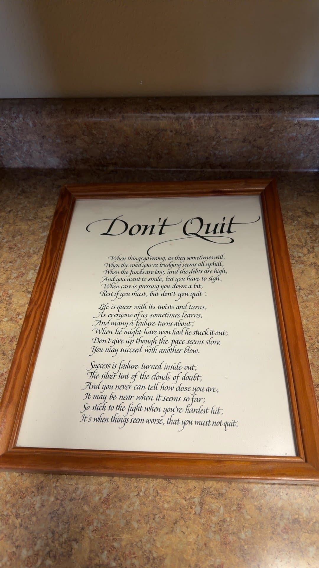 Framed 'Don't Quit' Inspirational Poem - Image 1