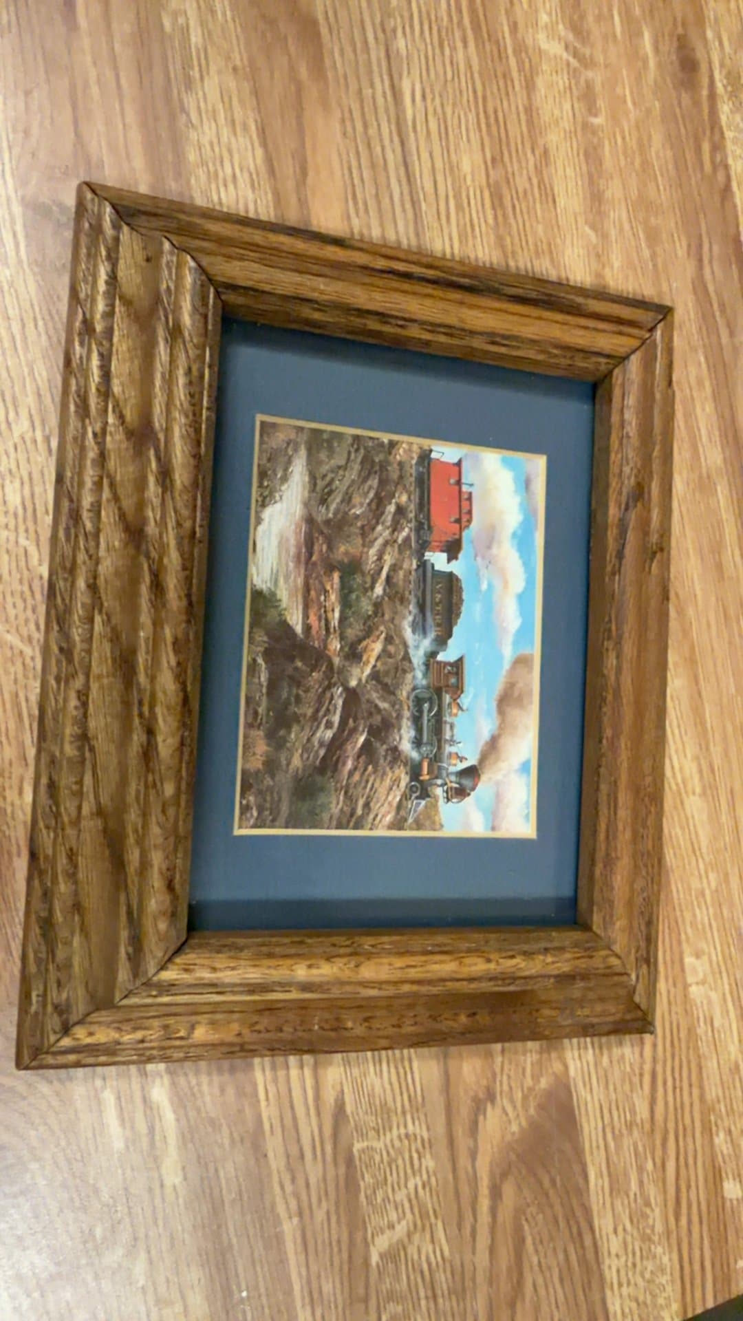 Framed Train Landscape Painting - Image 1