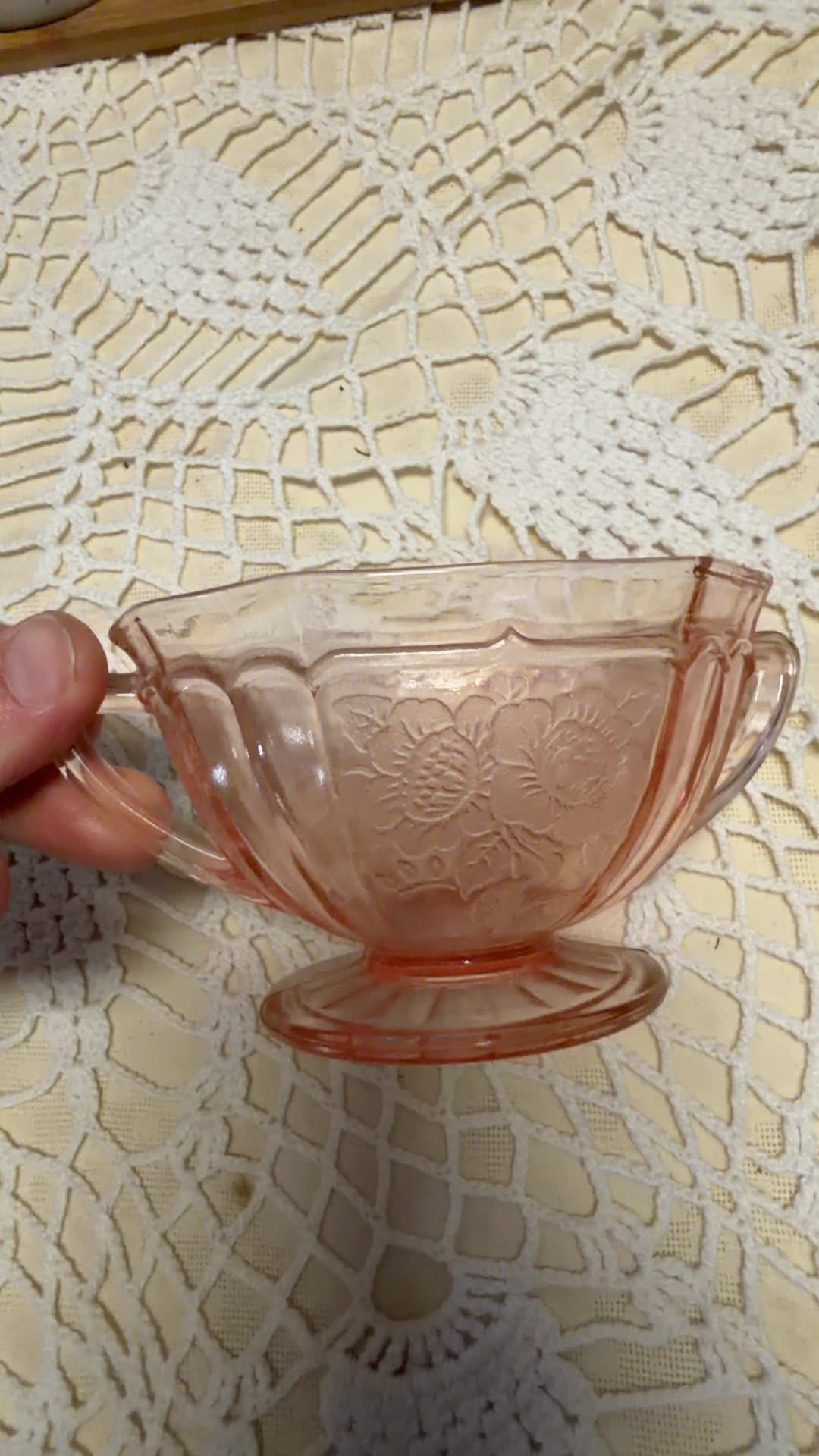 Pink Depression Glass Sugar Bowl - Image 1