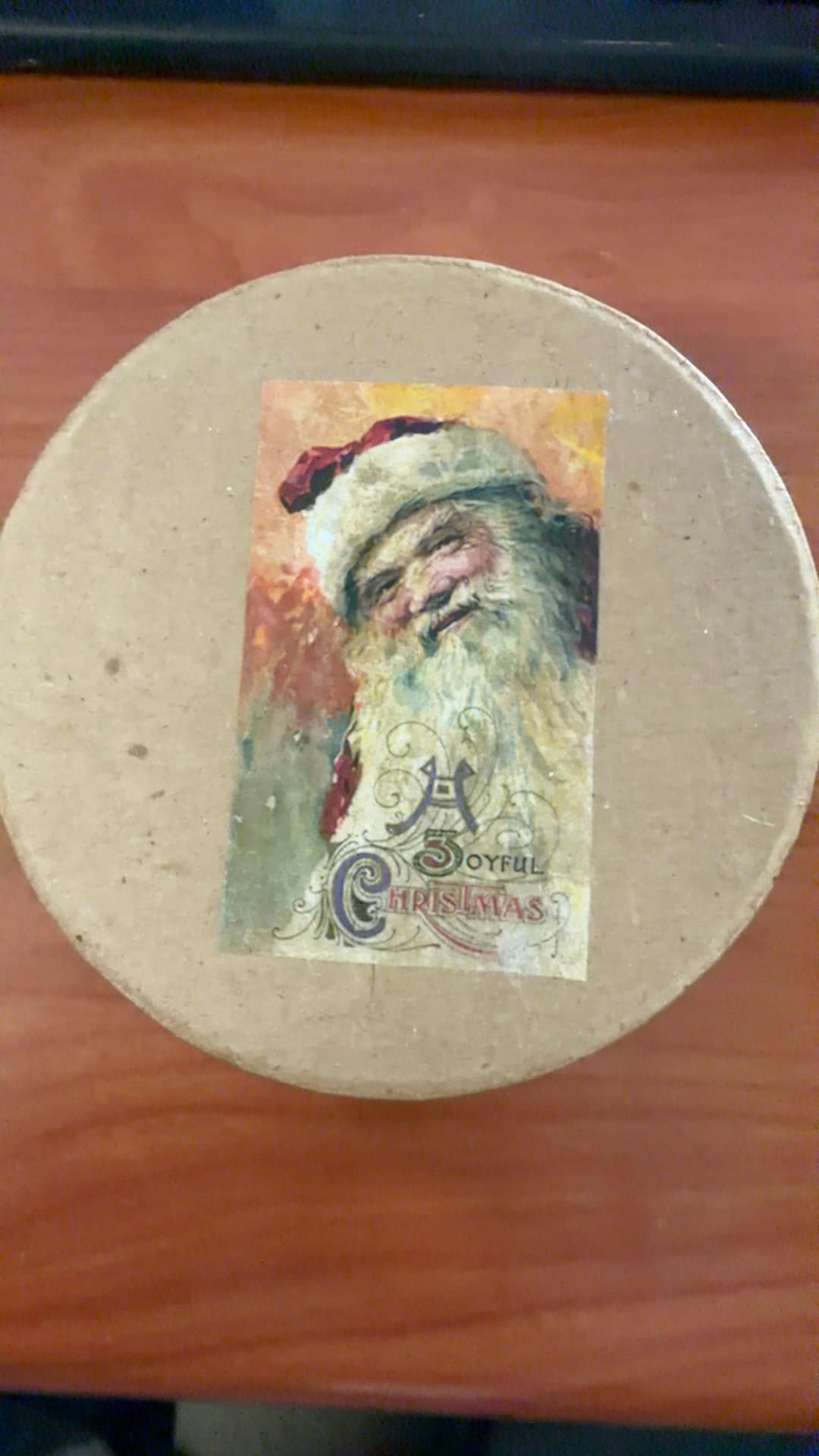 Vintage Style Small Cardboard Santa Claus Gift Box - Image 1