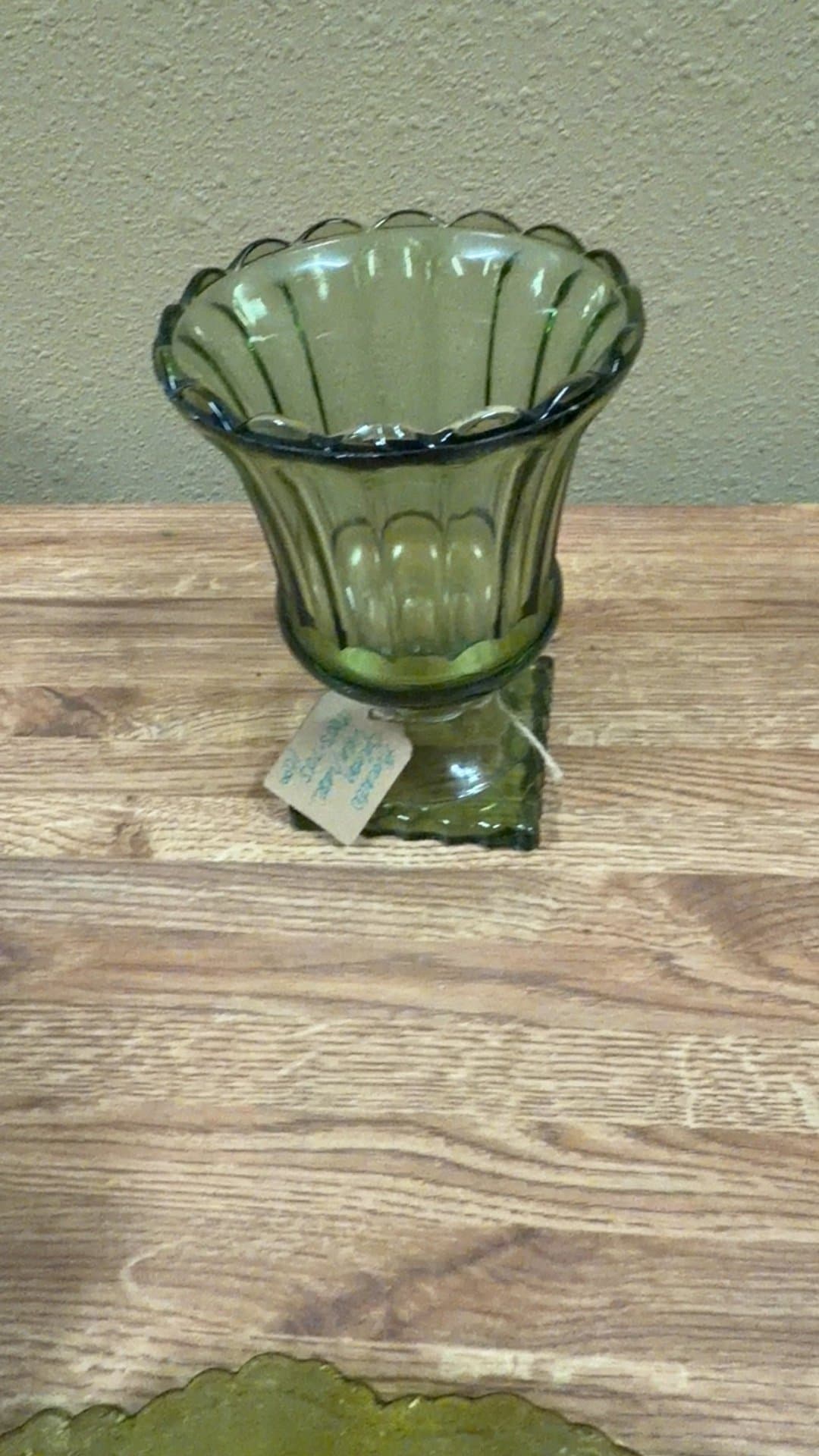 Vintage Green Glass Vase - Image 1
