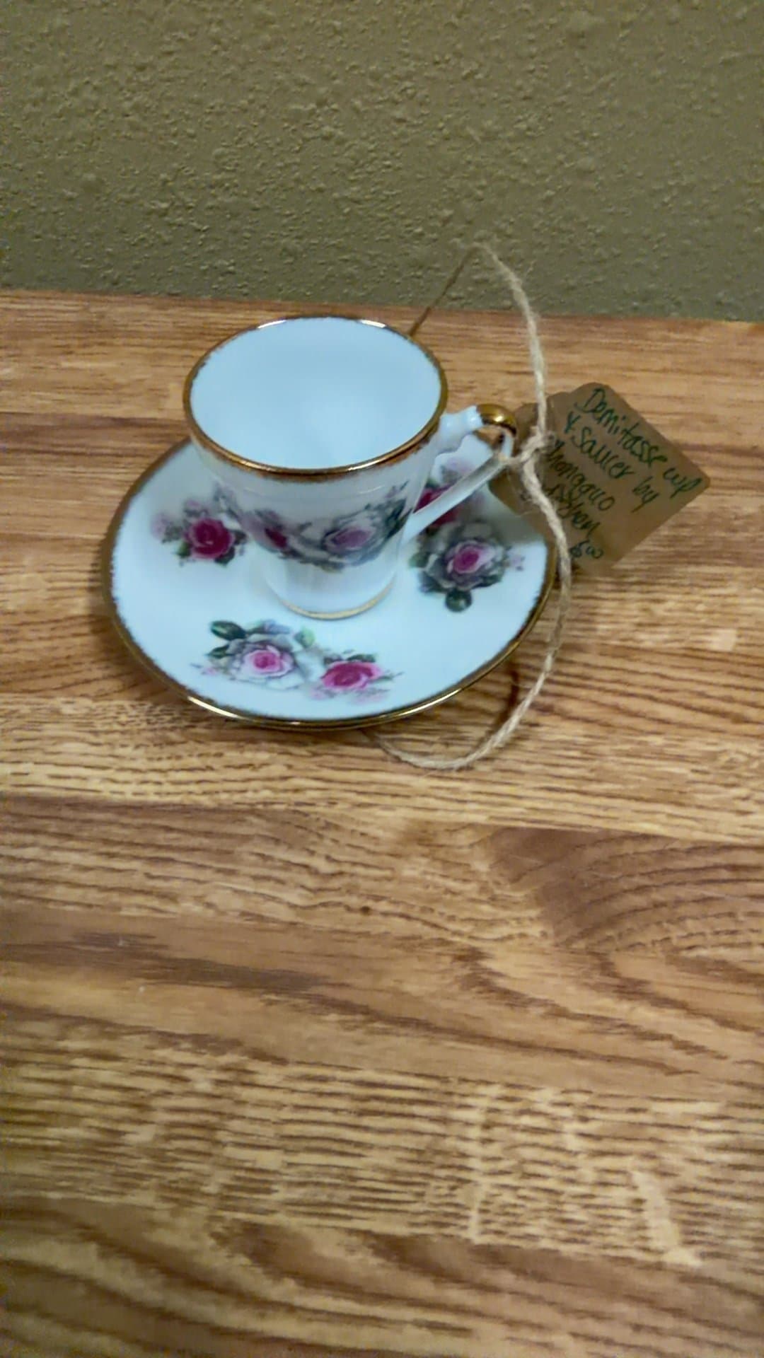 Vintage Demitasse Cup and Saucer with Floral Design - Image 1