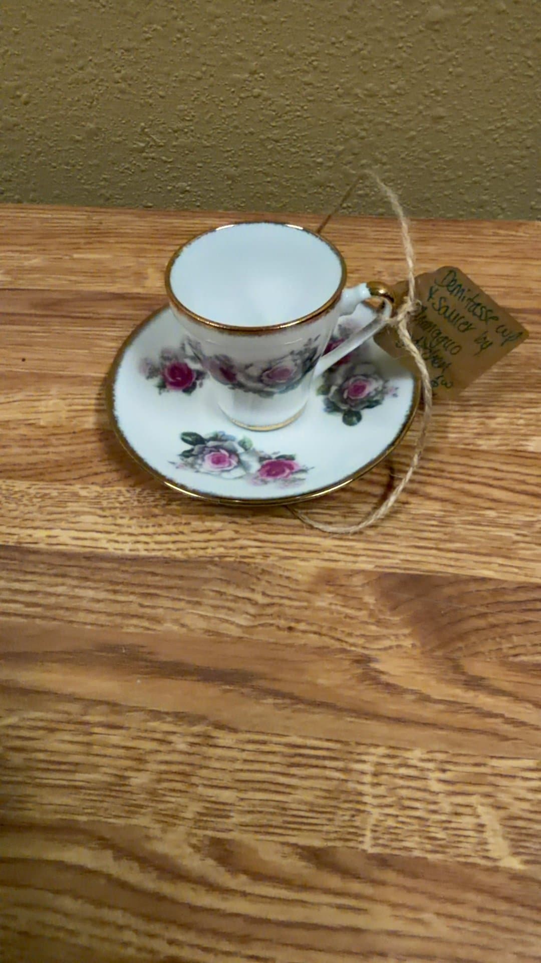 Vintage Demitasse Cup and Saucer with Rose Design - Image 1