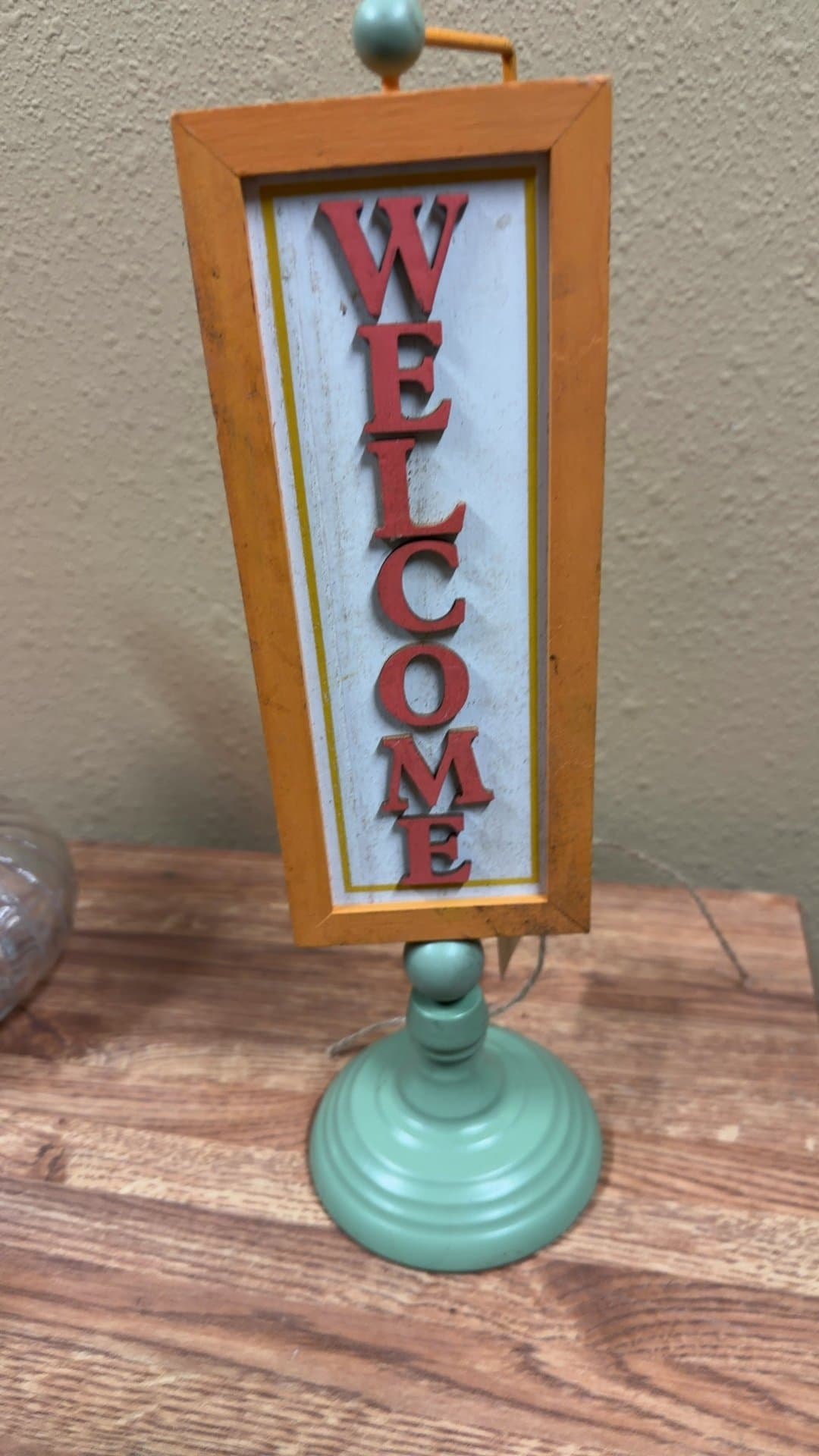 Vintage Welcome Sign on Stand - Image 1