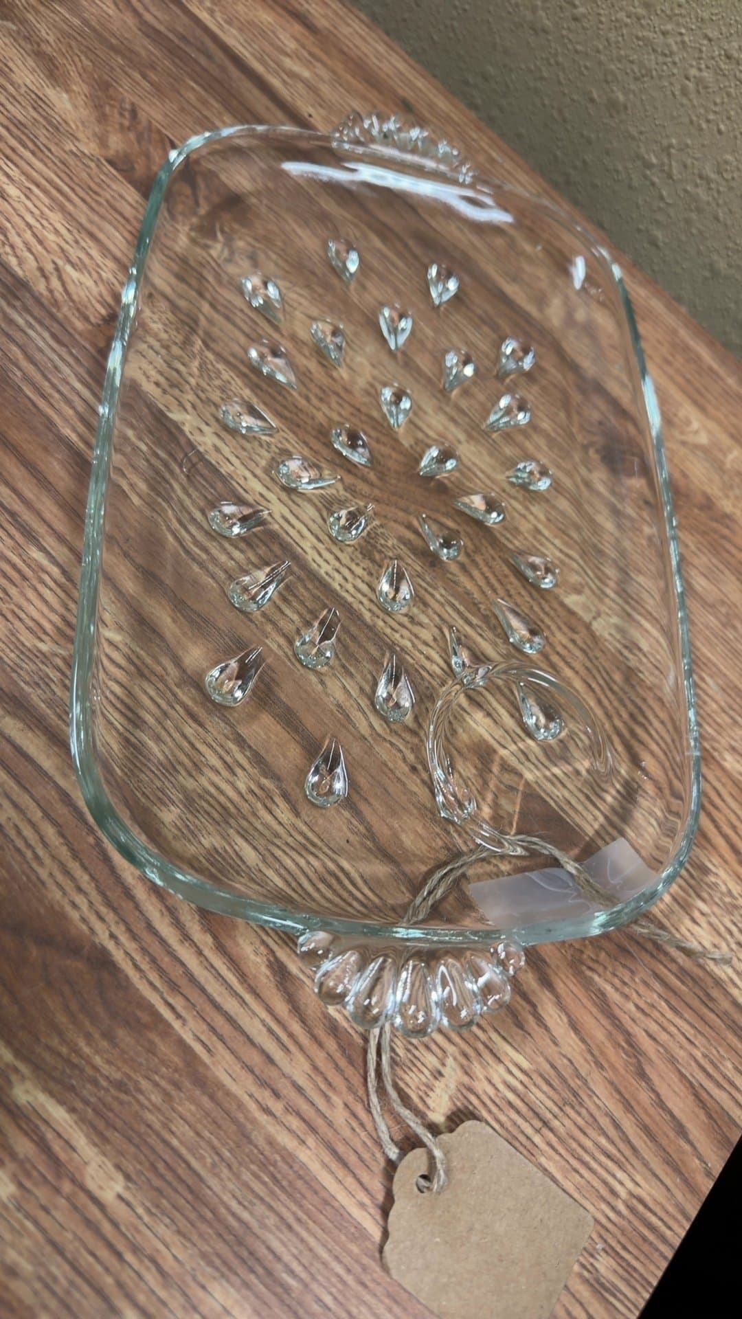 Vintage Glass Serving Tray with Teardrop Design - Image 1