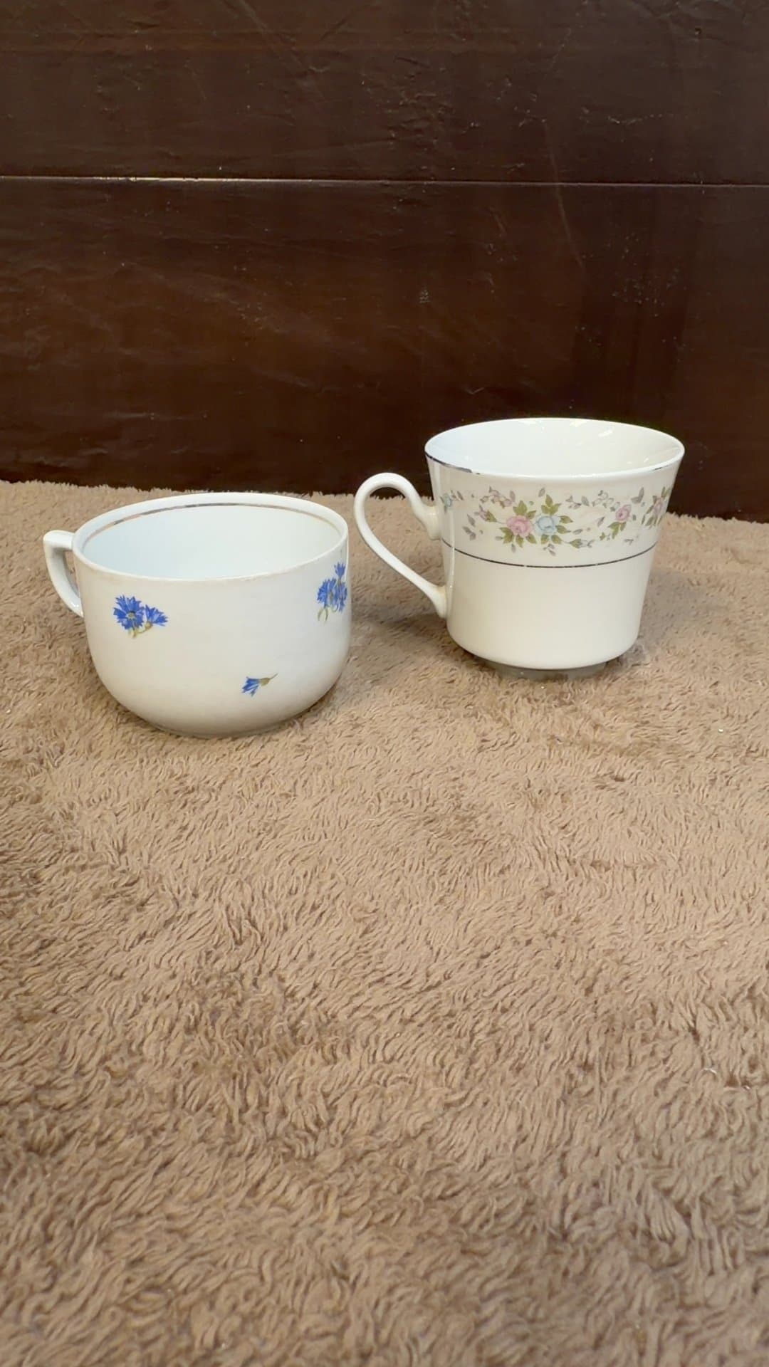 Vintage Floral Fine China Teacups Pair - Image 1