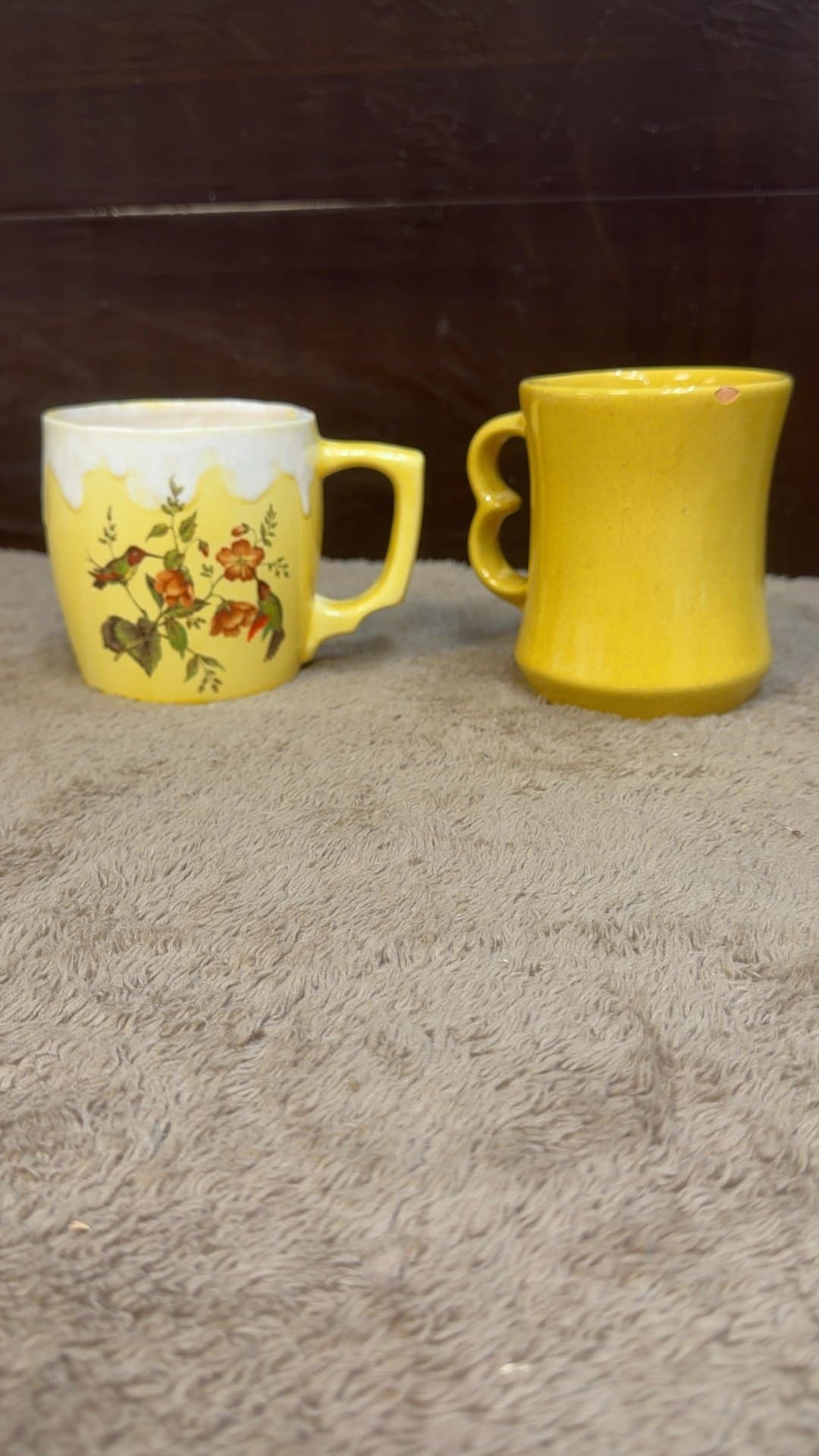 Vintage Yellow Ceramic Mugs - Set of 2 - Image 1
