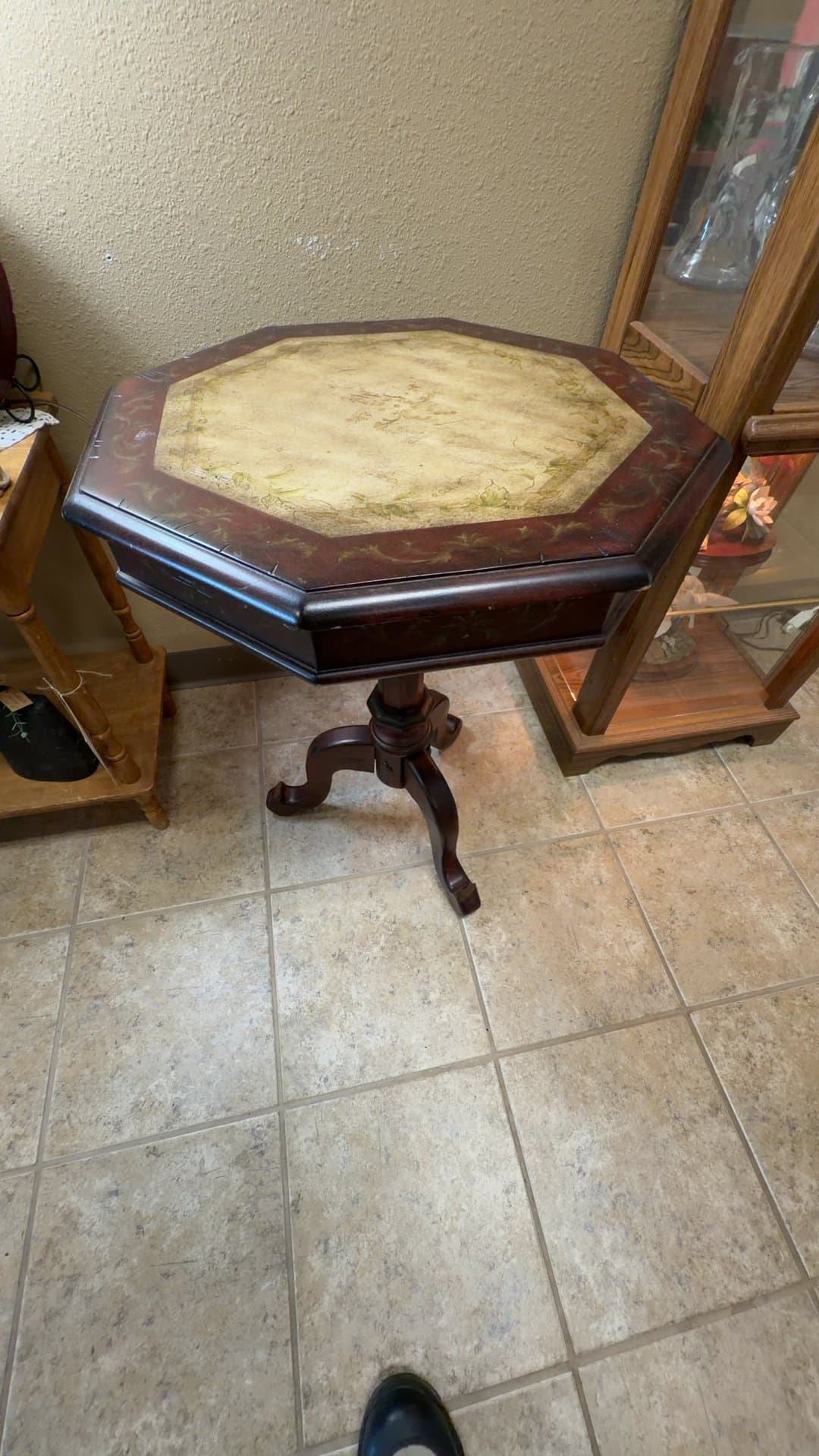 Octagonal Pedestal Side Table - Image 1