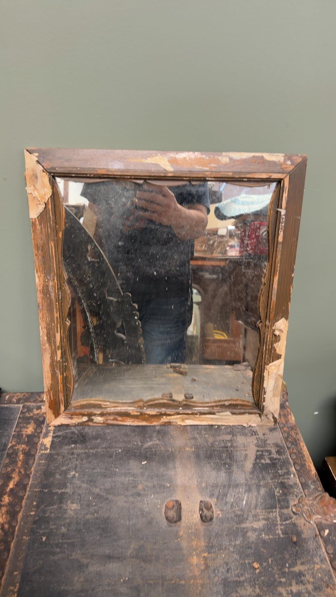 Vintage Wooden Framed Mirror - Image 1