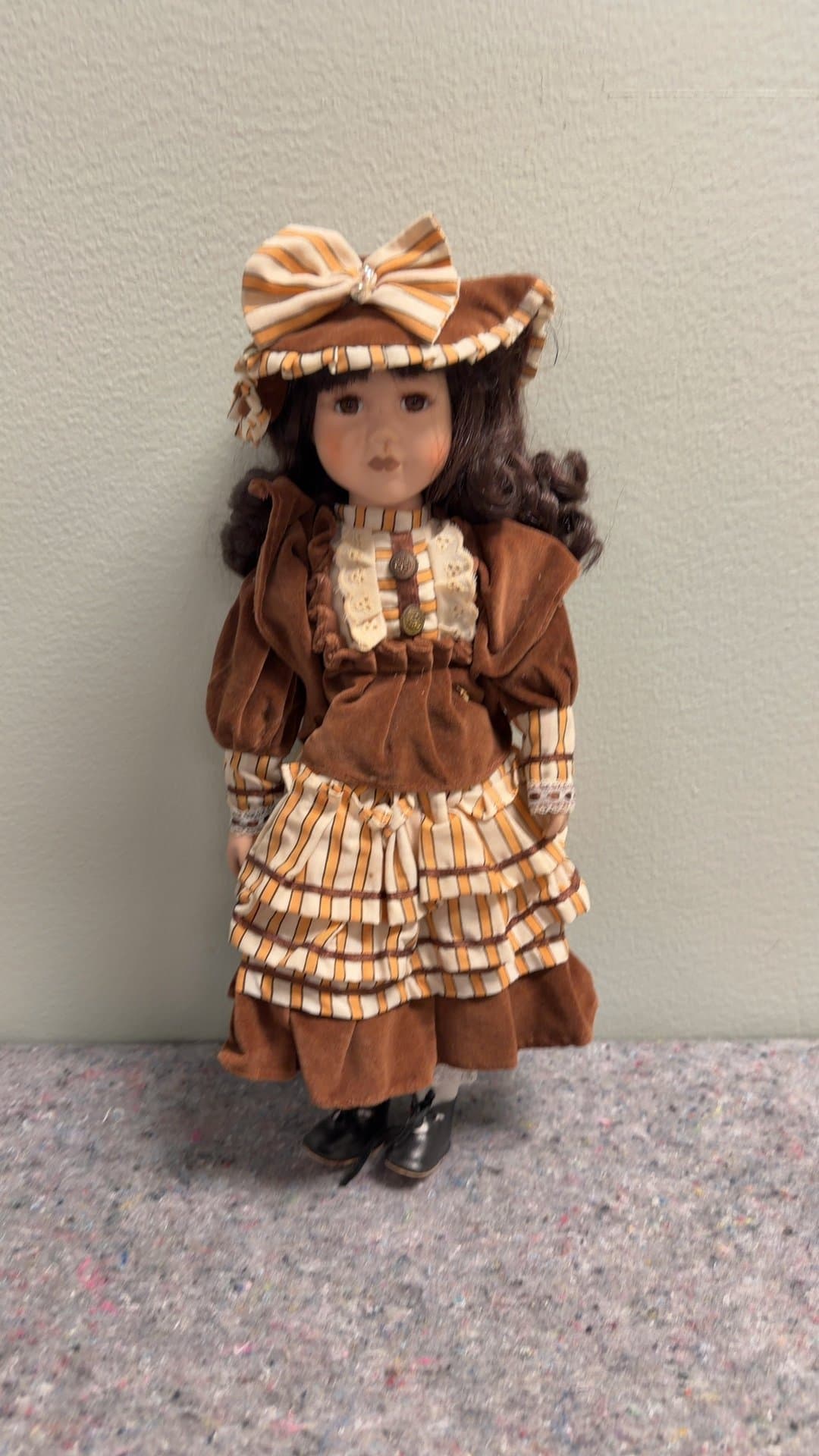 Vintage Porcelain Doll in Victorian Dress - Image 1