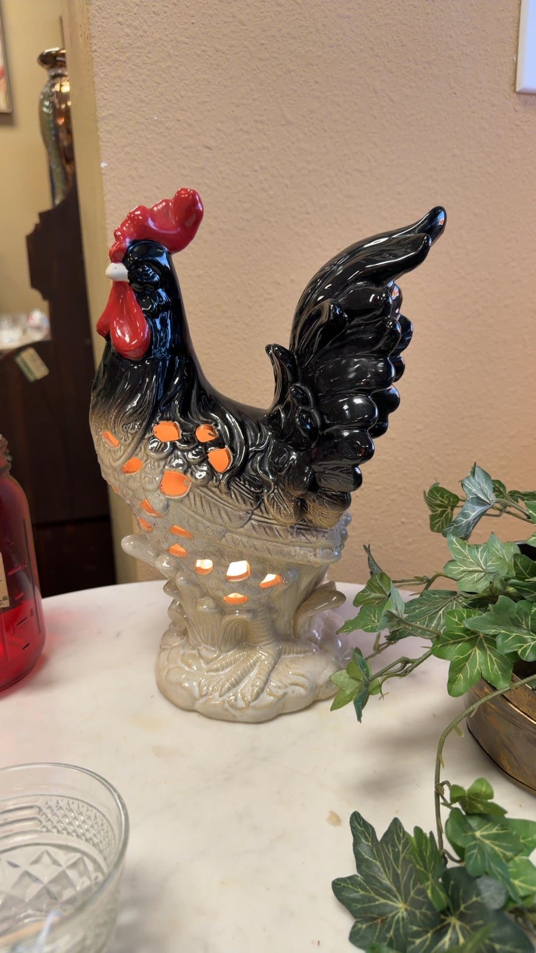 Vintage Ceramic Rooster Lamp - Image 1