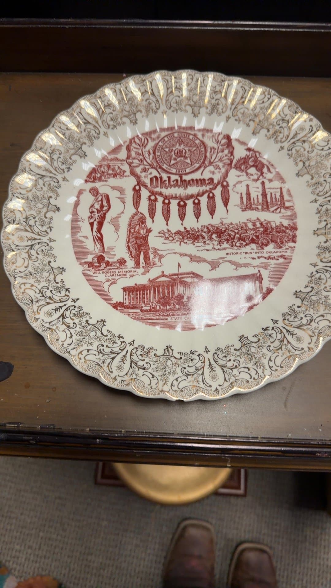 1950s Oklahoma State Souvenir Collector Plate - Image 1