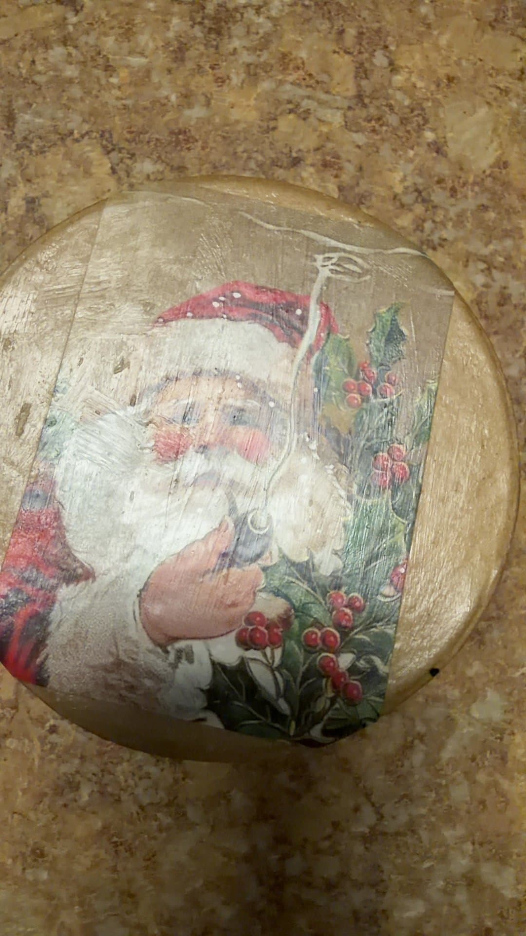 Vintage 1994 DCC Round Paper Mache Santa Box - Image 1