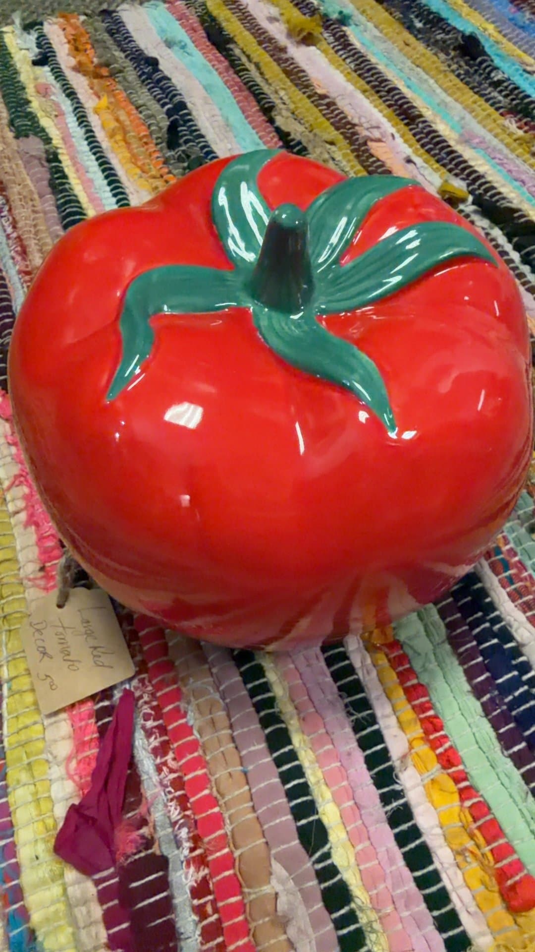 Large Red Tomato Ceramic Decor - Image 1