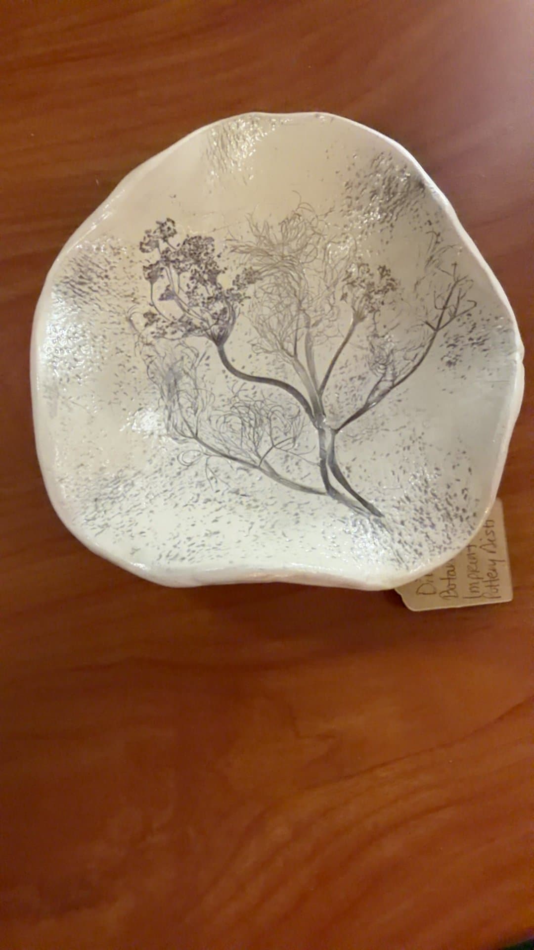Dill Botanical Imprint Pottery Dish - Image 1