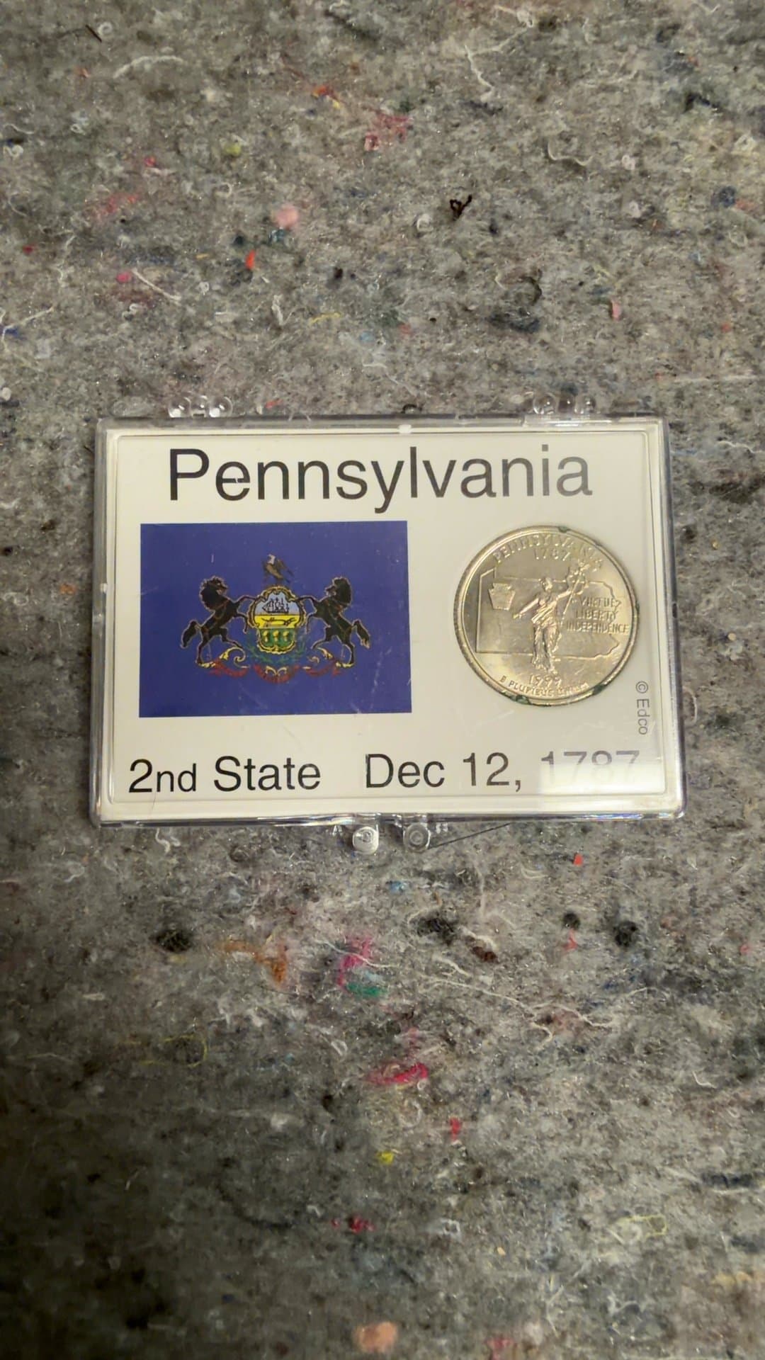 Pennsylvania State Quarter in Display Case - Image 1