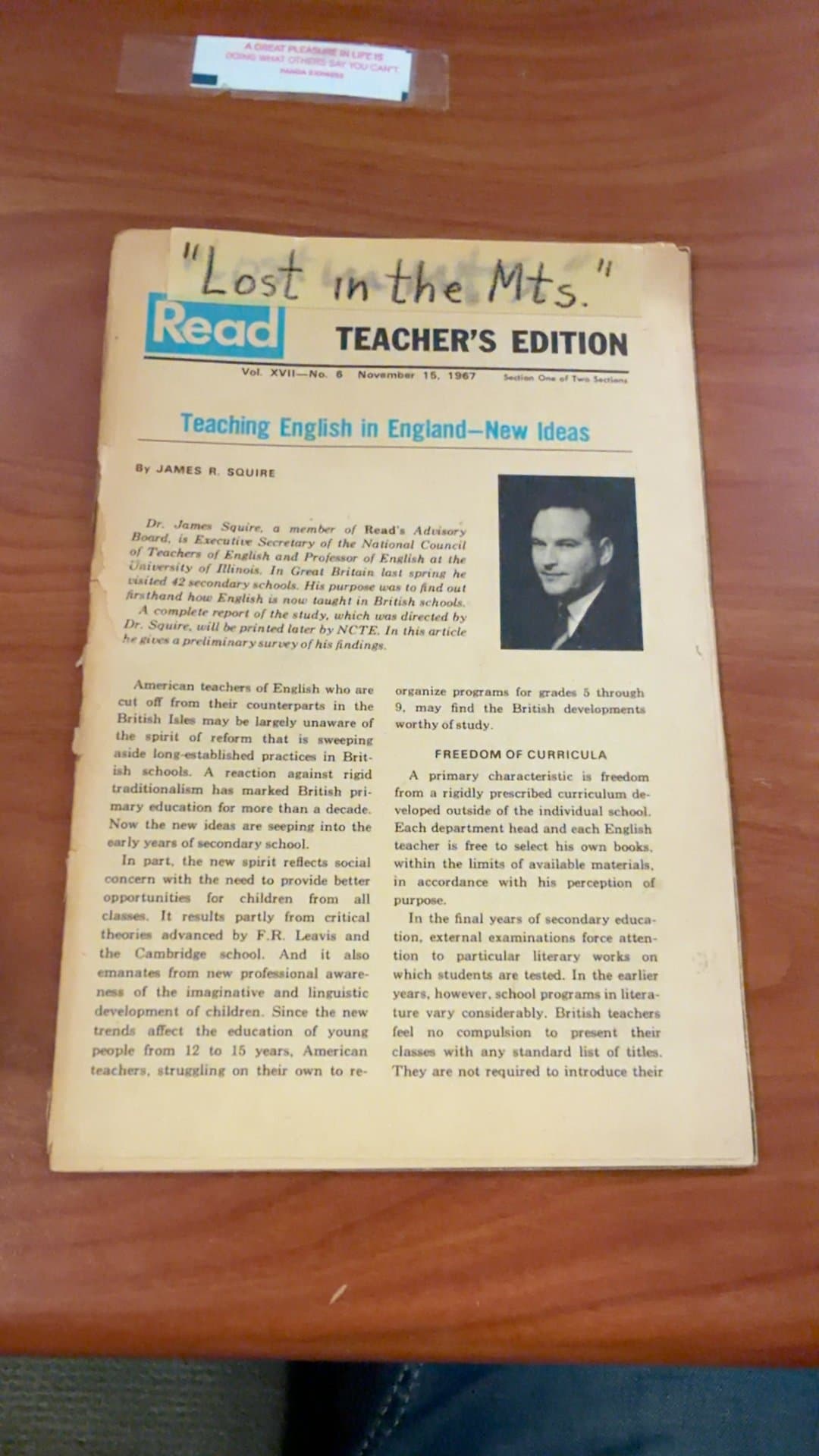 Read Teacher's Edition Magazine, November 15, 1967 - Image 1