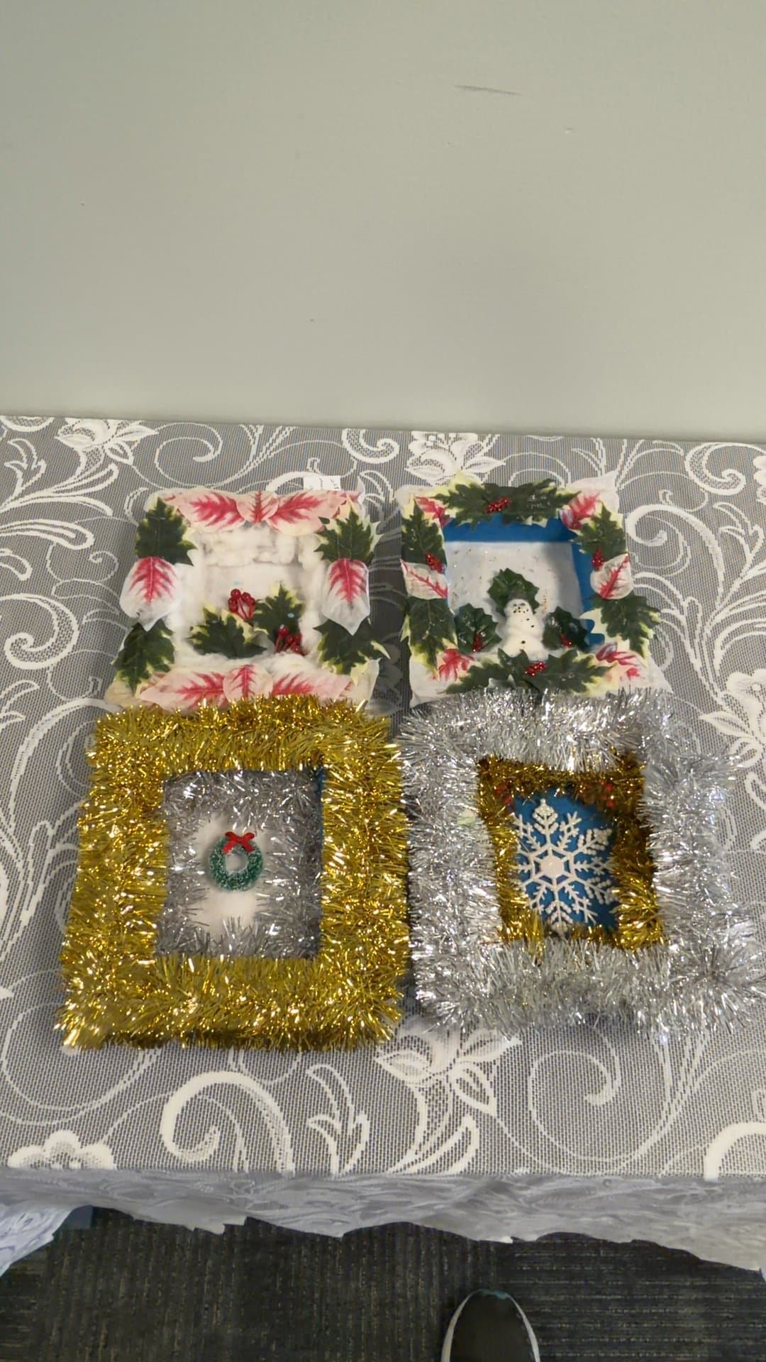 Handmade Christmas Shadow Box Ornaments Set of 4 - Image 1