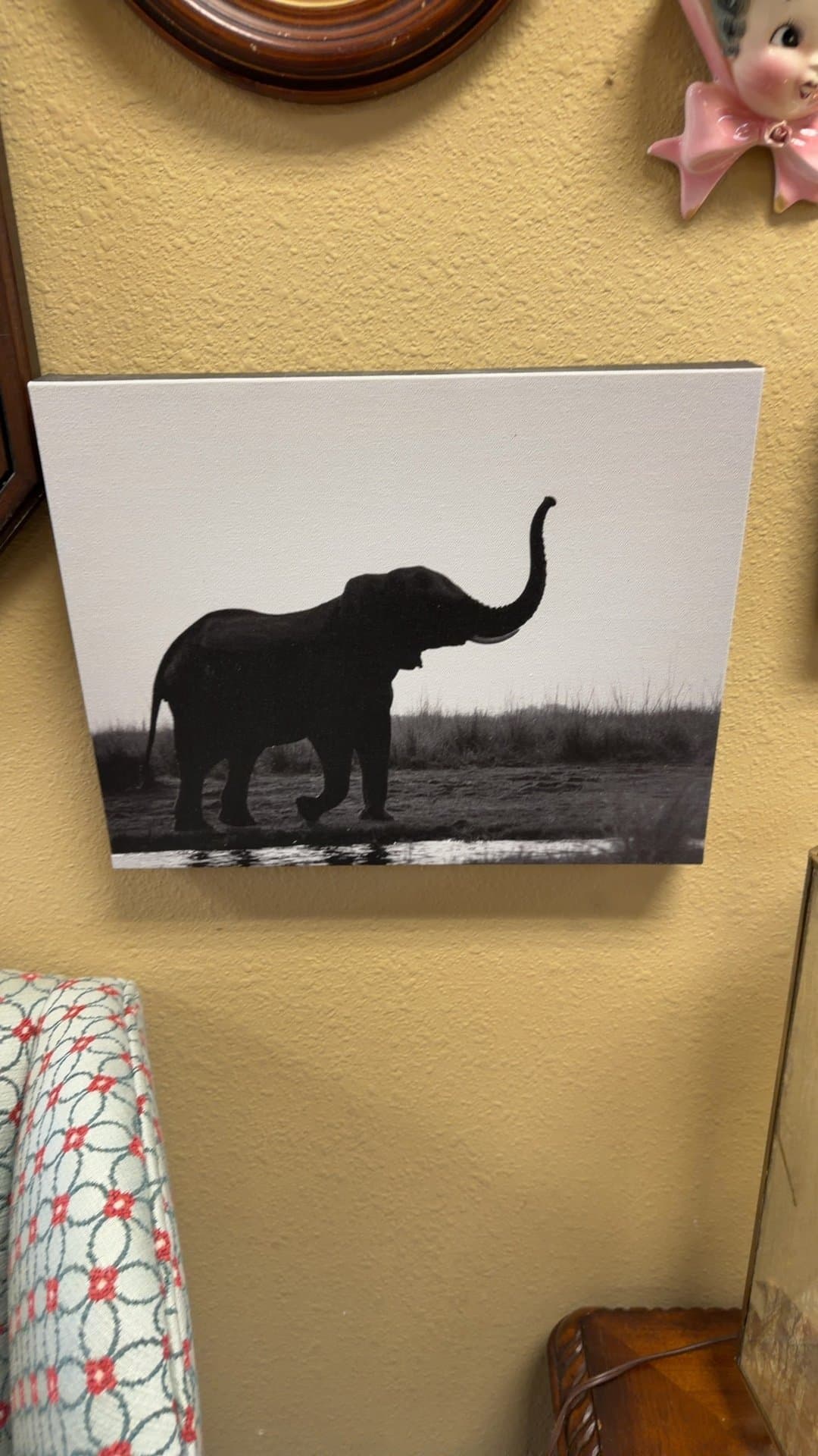 Black and White Elephant Canvas Print - Image 1