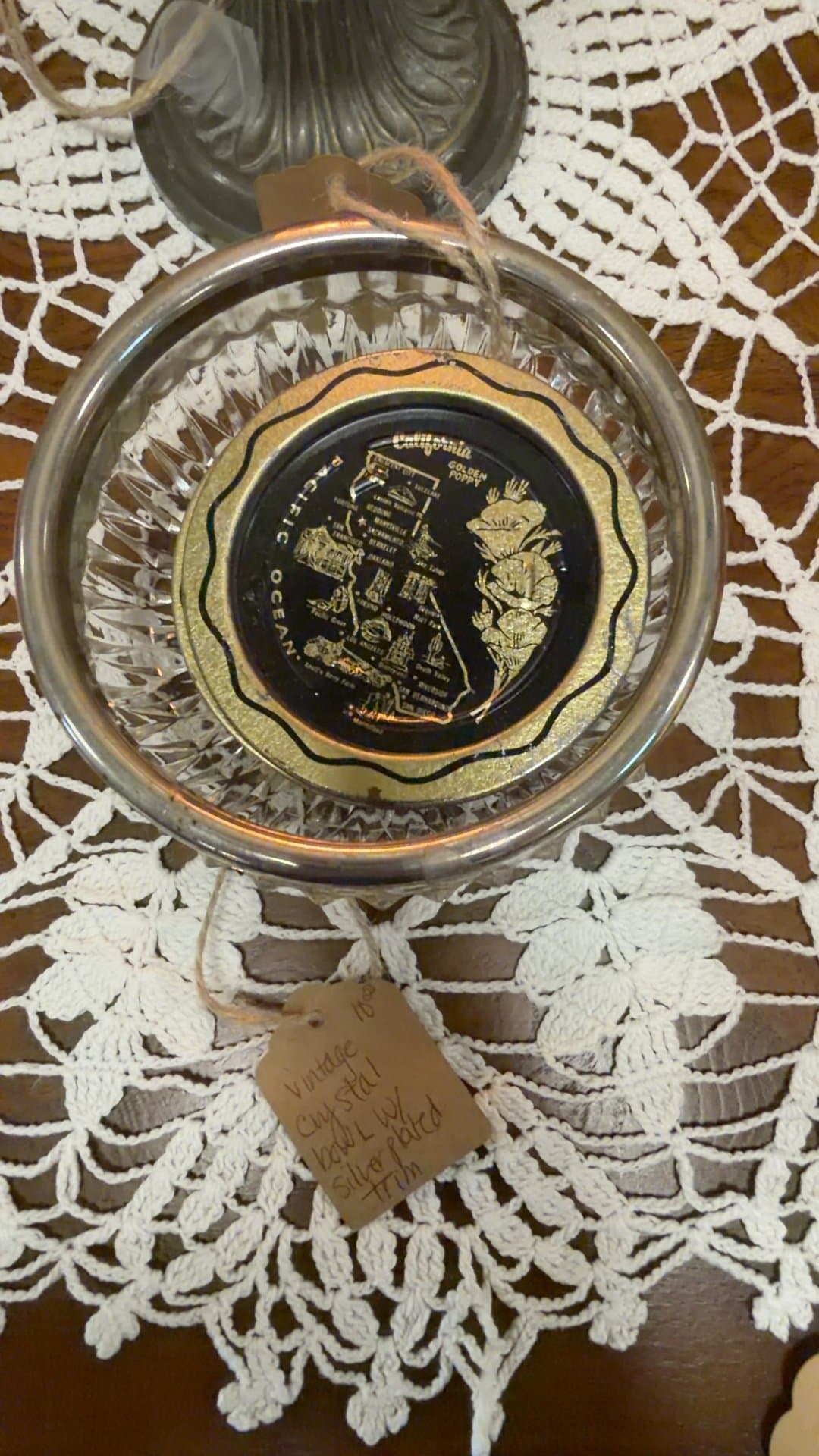 Vintage Crystal Bowl with Silver-Plated Trim - Image 1