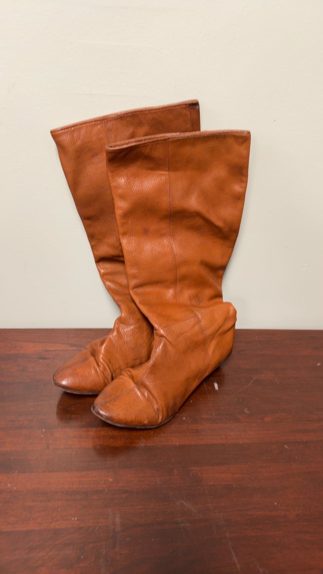 Vintage Brown Leather Cowboy Boots - Image 1