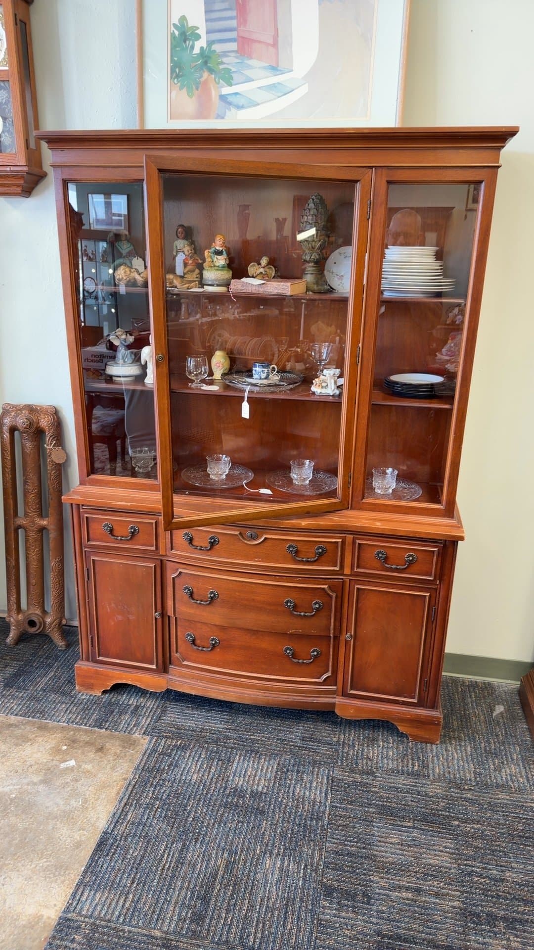 Vintage Wooden China Cabinet - Image 1