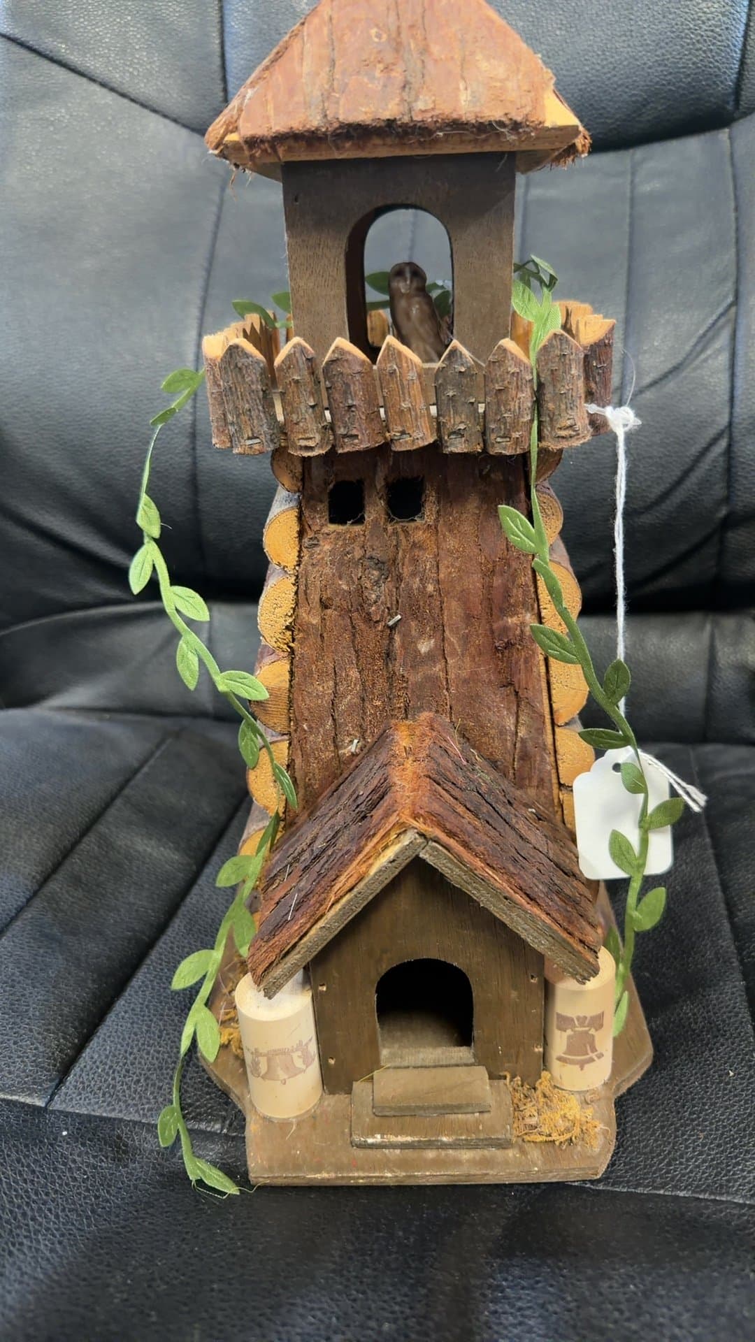 Rustic Two-Story Wooden Birdhouse - Image 1