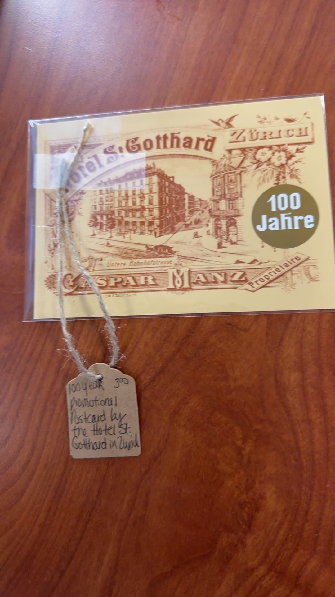 Hotel St. Gotthard Zürich 100-Year Promotional Postcard - Image 1