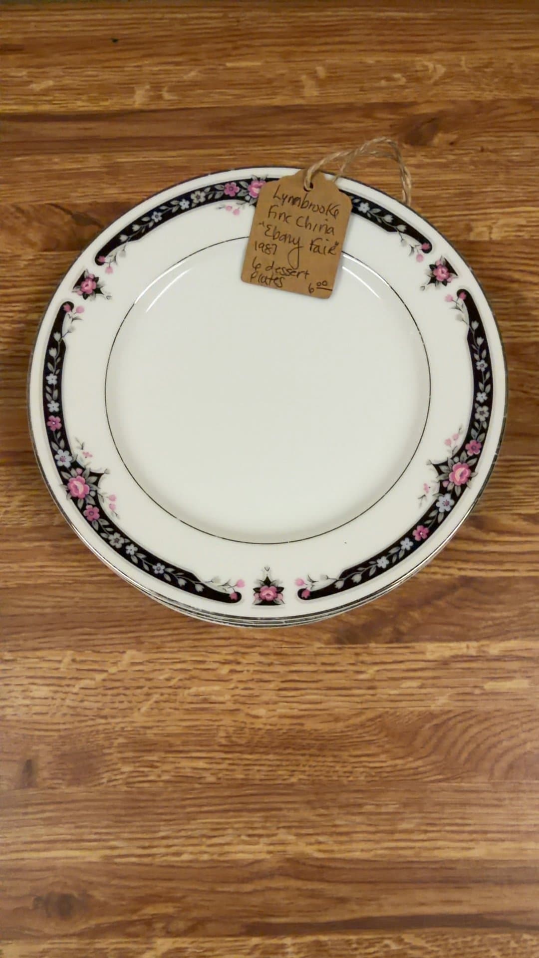 Lynbrook Fine China Ebony Lace Dessert Plate-6 - Image 1