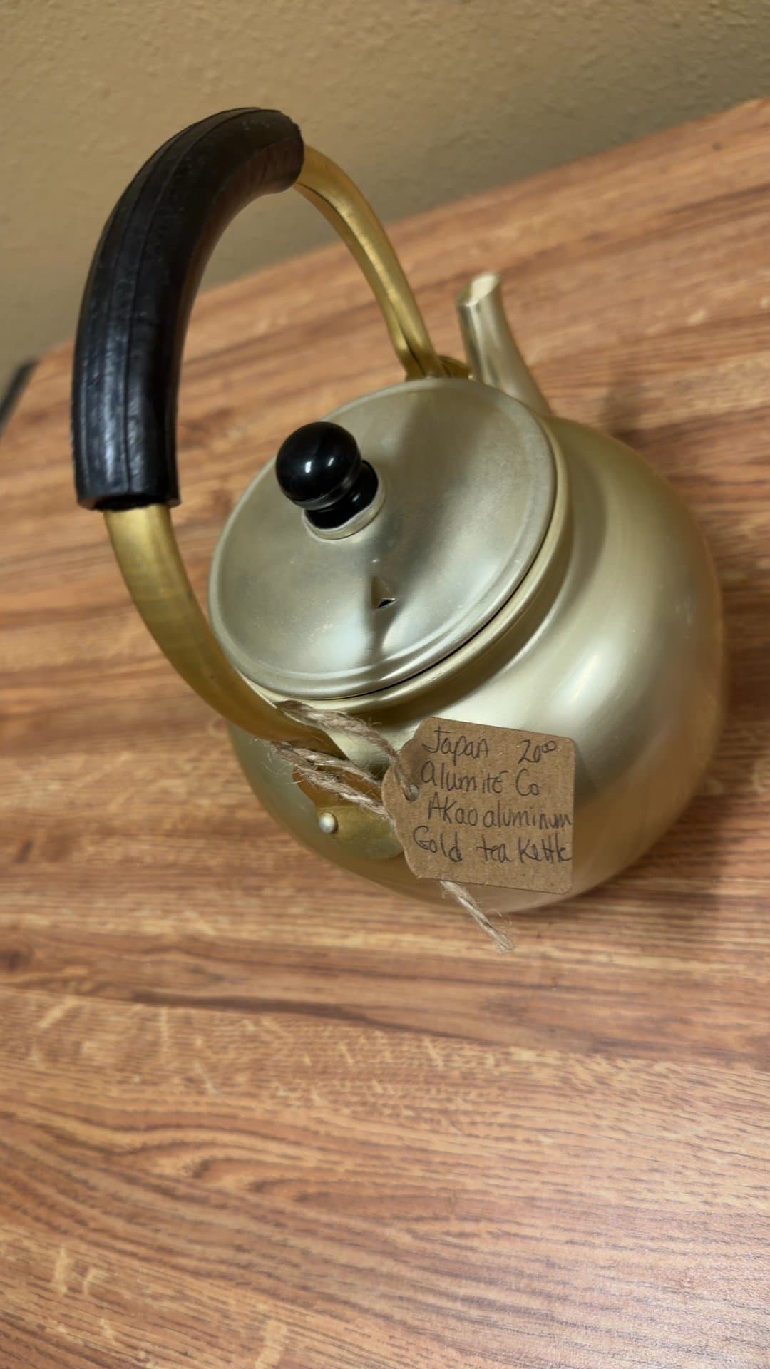 Vintage Akao Aluminum Gold Tea Kettle - Image 1