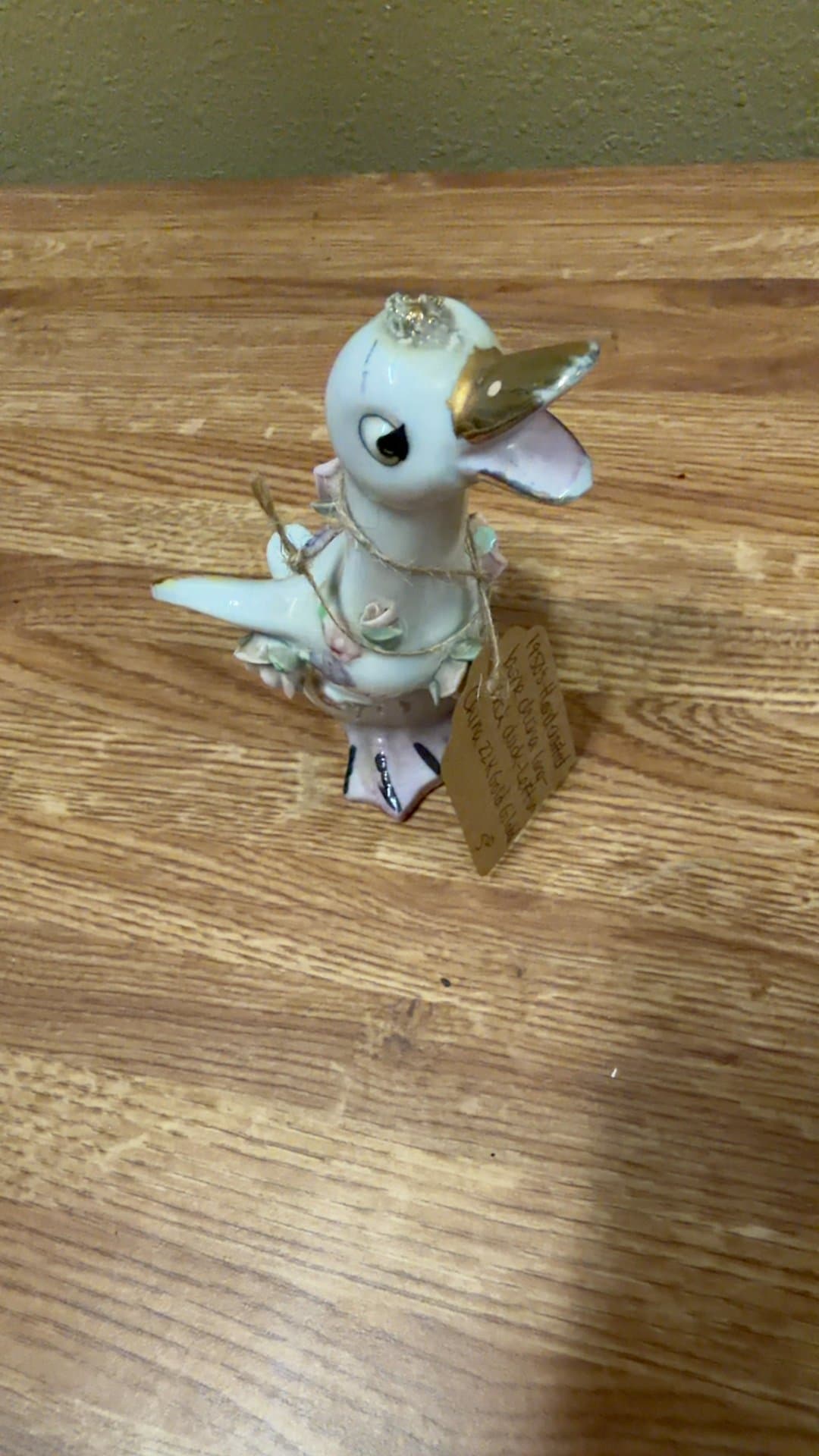 Porcelain Duck Figurine with Gold Accents