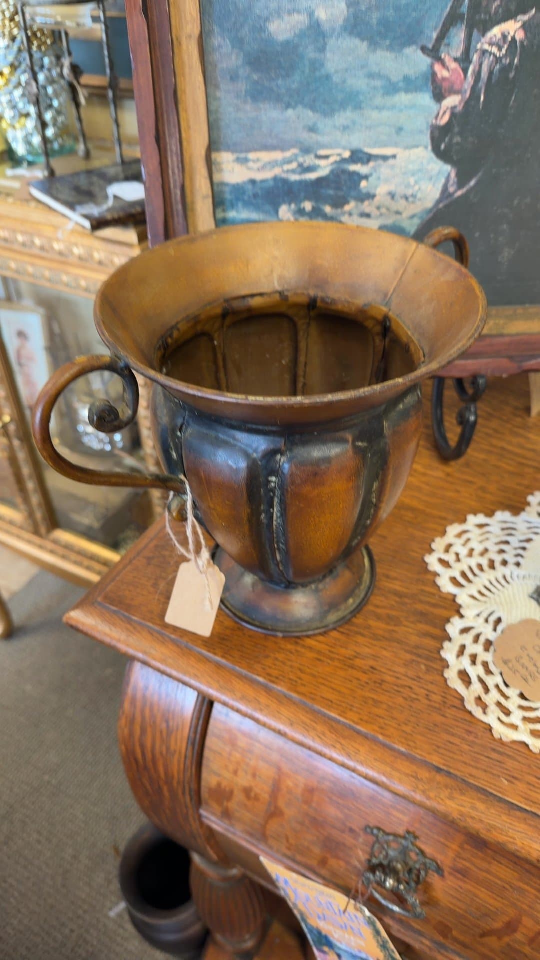 Vintage Earthenware Vase with Handles - Image 1