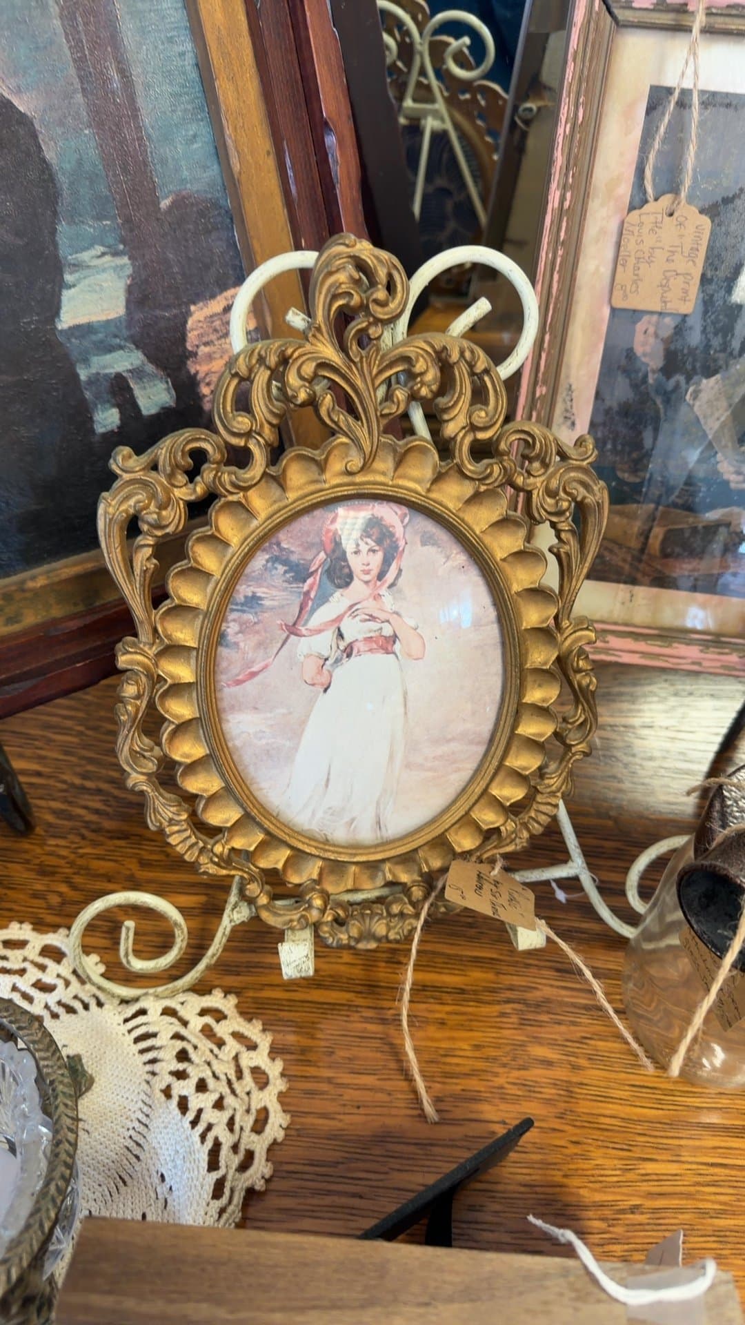 Antique Ornate Gold Frame with 'Pinkie' Print - Image 1