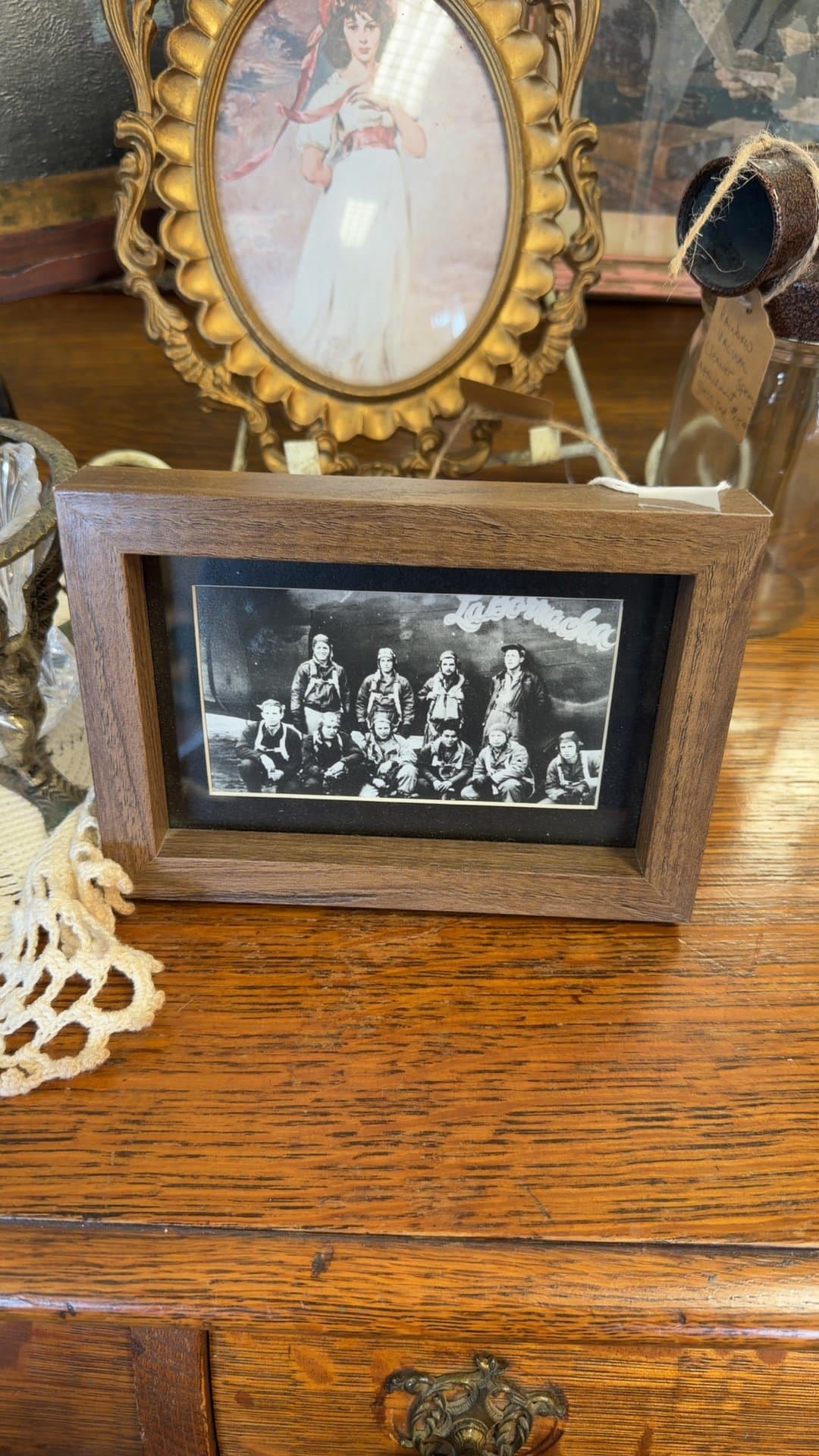 World War II Era Aircrew Photograph in Wooden Frame - Image 1