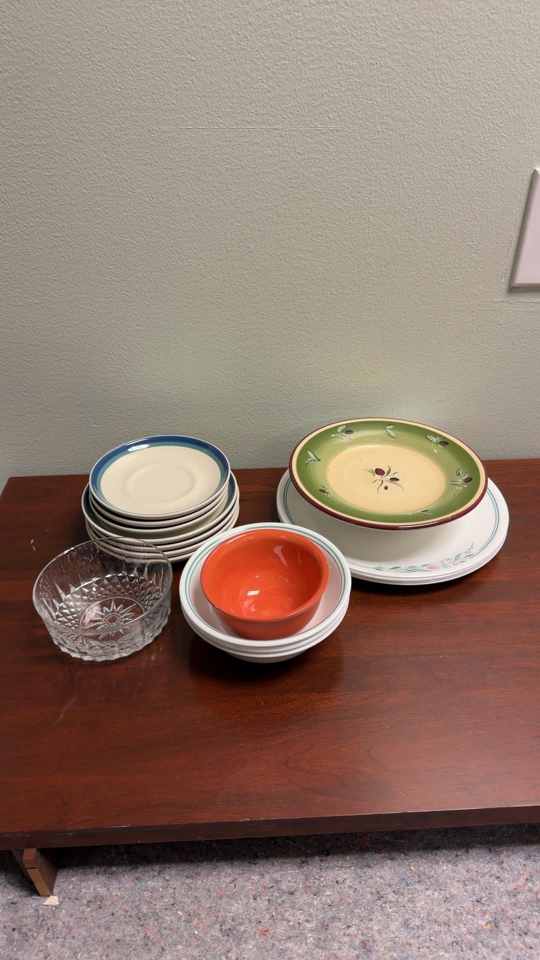 Assorted Ceramic and Glass Bowls and Plates Set - Image 1
