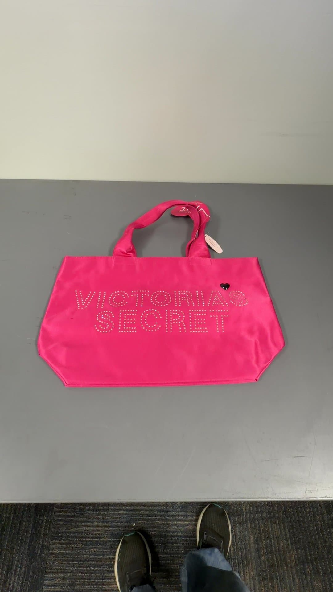 Victoria's Secret Pink Rhinestone Logo Satin Tote Bag - Image 1