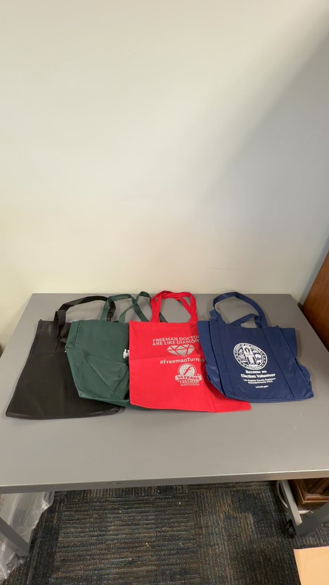 Lot of 4 Promotional Reusable Canvas and Non-Woven Tote Bags - Image 1