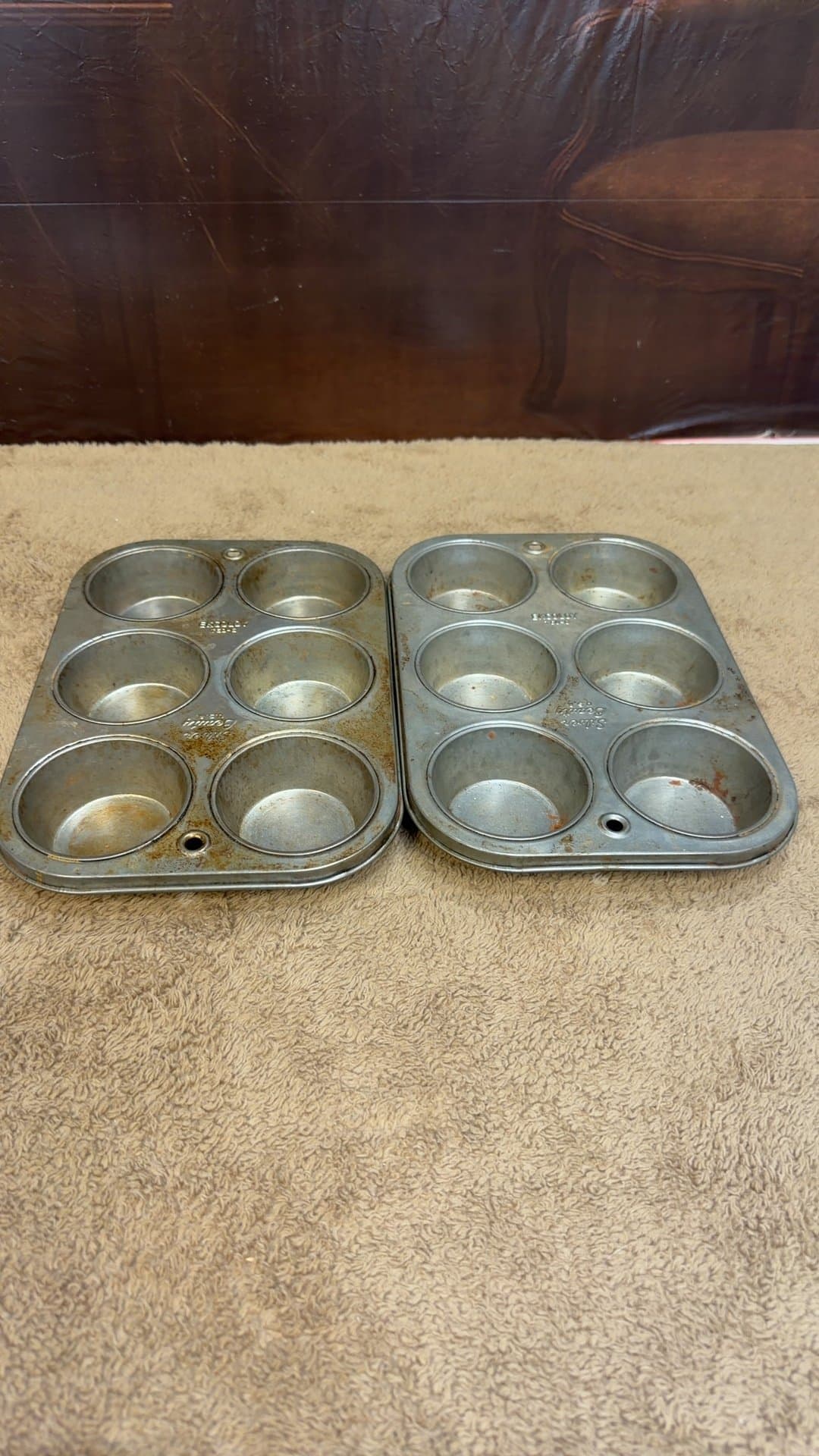 Vintage EKCO Ekcoloy Silver Beauty 6-Cup Muffin Pans - Set of 2 - Image 1