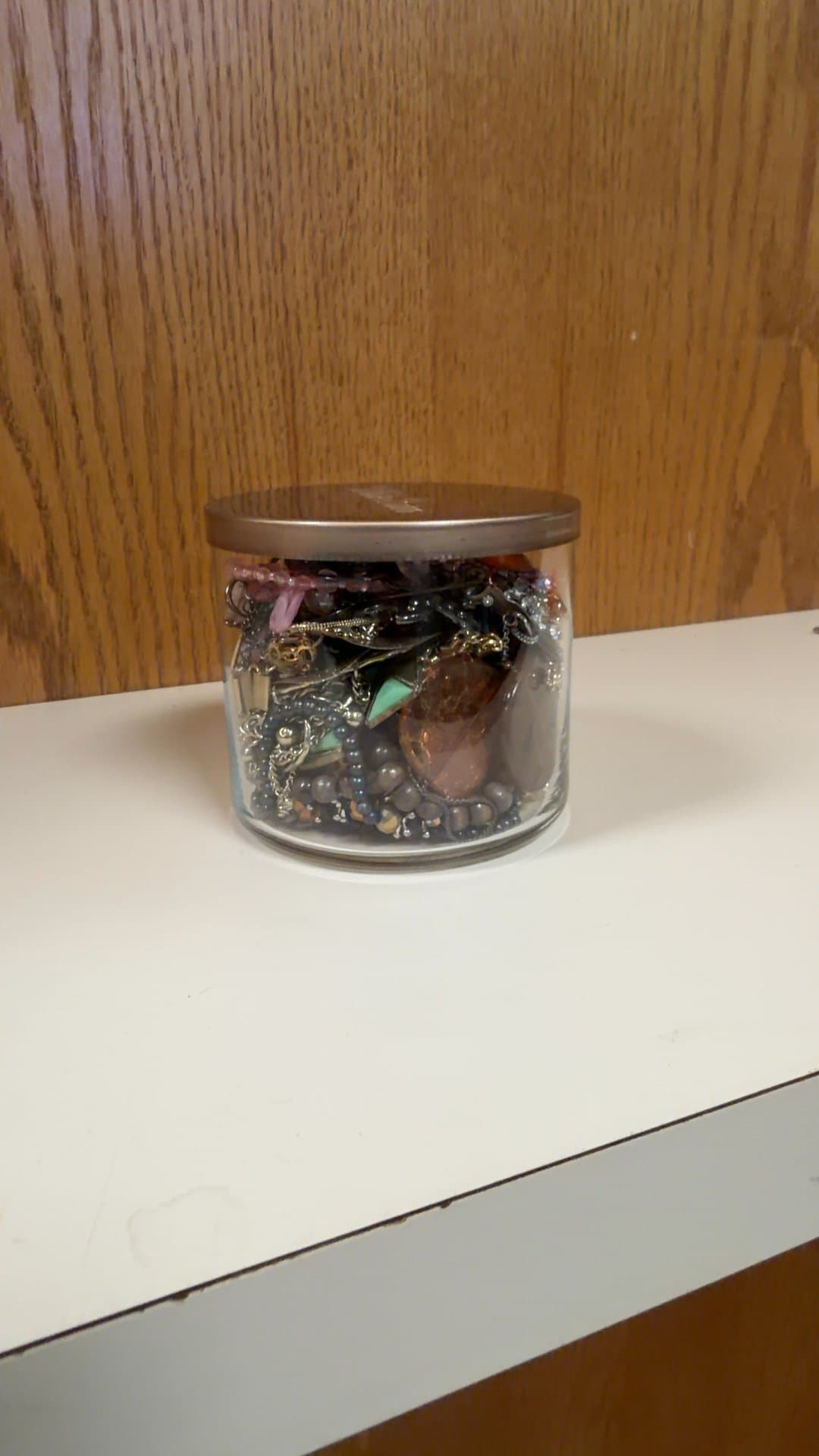 Assorted Jewelry in Glass Jar - Image 1