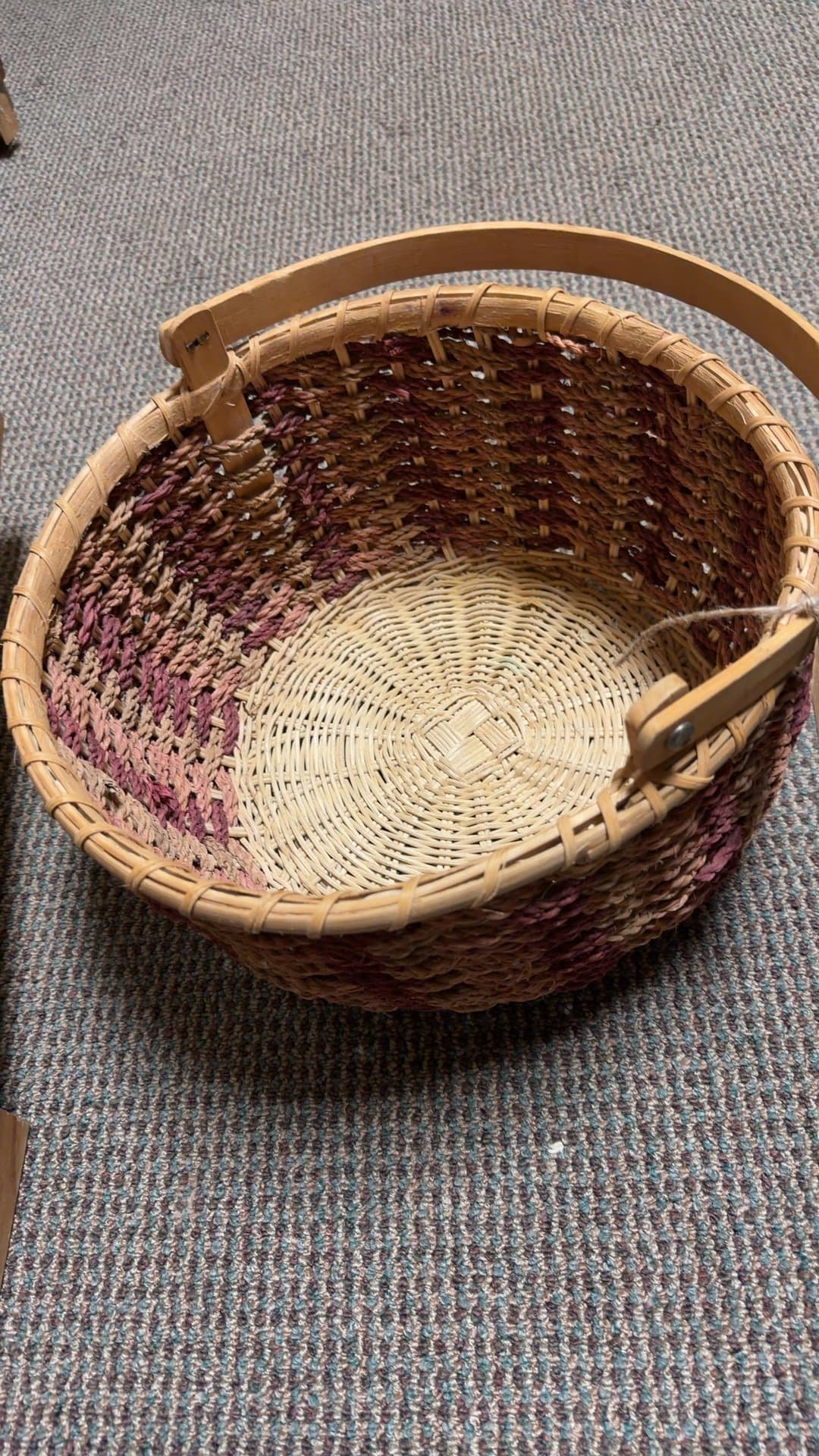 Woven Storage Basket with Wooden Handles - Image 1