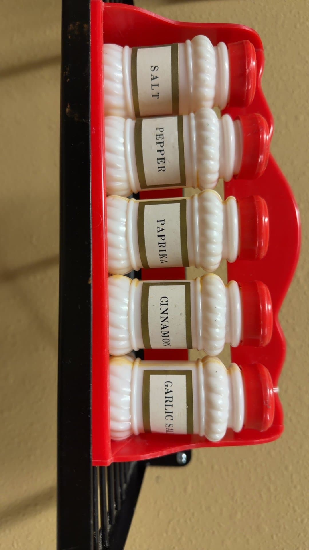 Vintage Plastic Spice Rack with Containers - Image 1