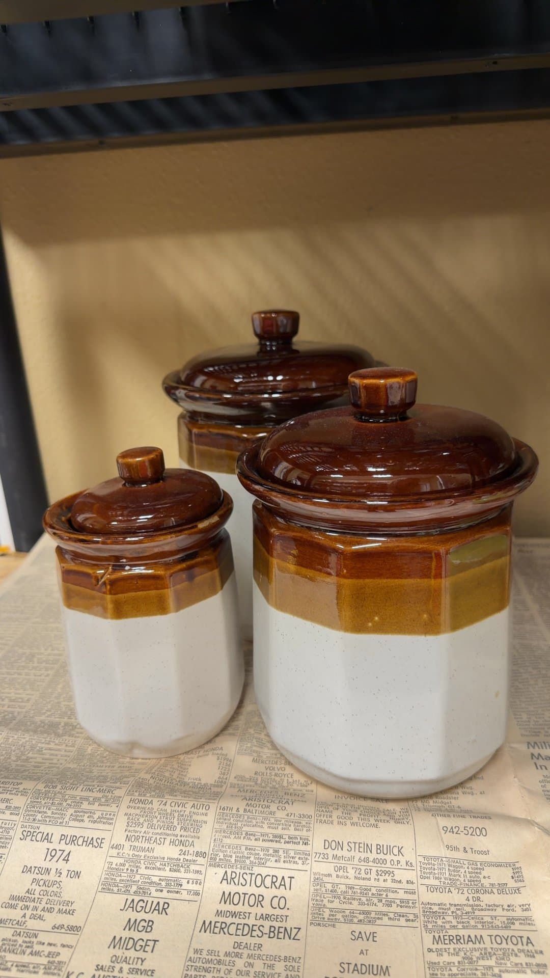 Vintage Stoneware Canister Set-3 - Image 1