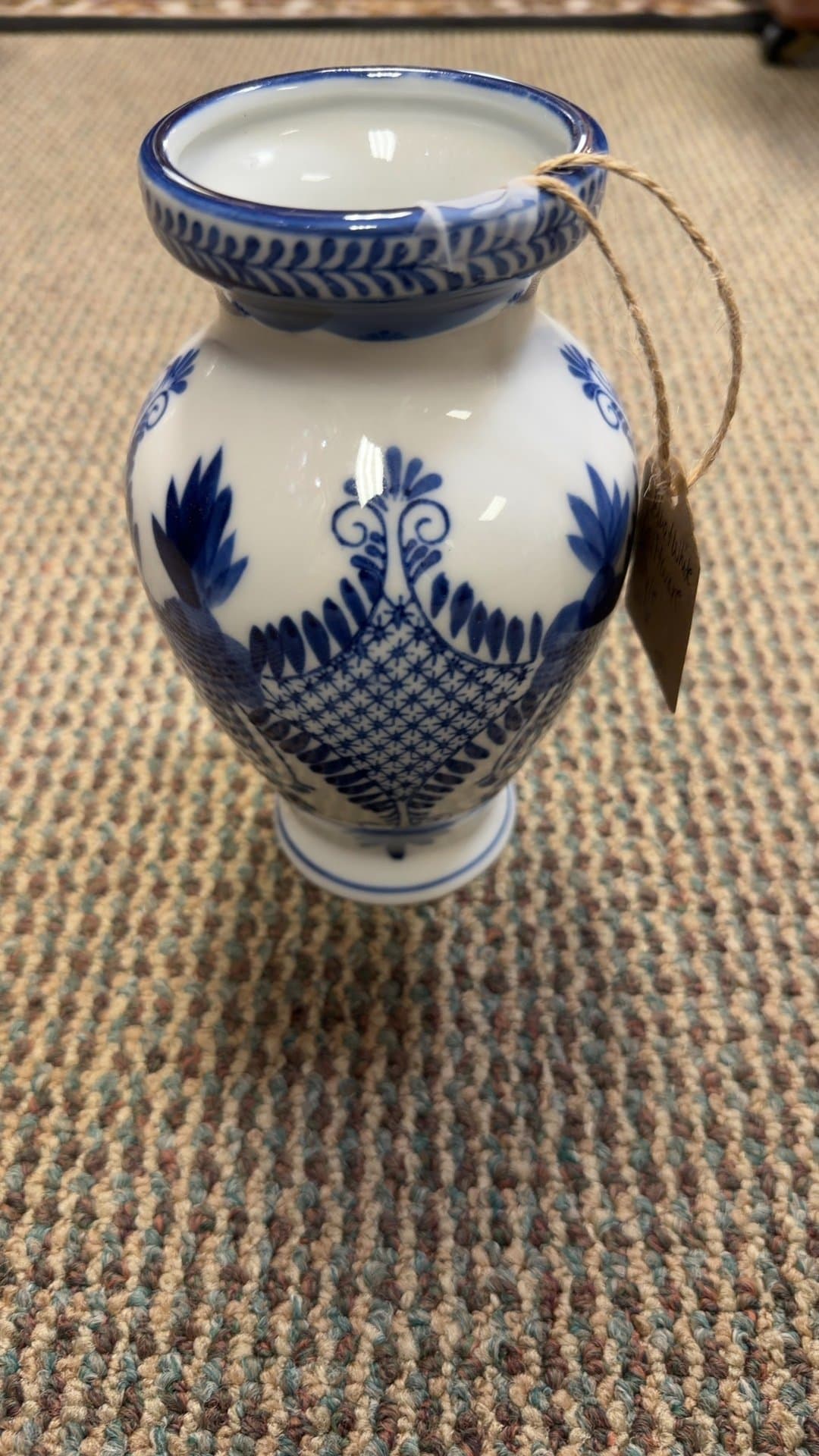Blue and White Delftware Style Vase - Image 1