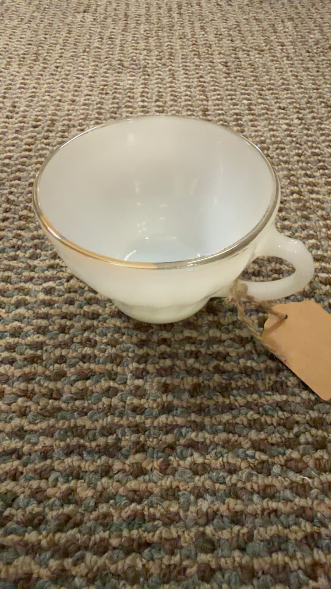 1950s Anchor Hocking Fire-King Swirl Milk Glass Teacup - Image 1
